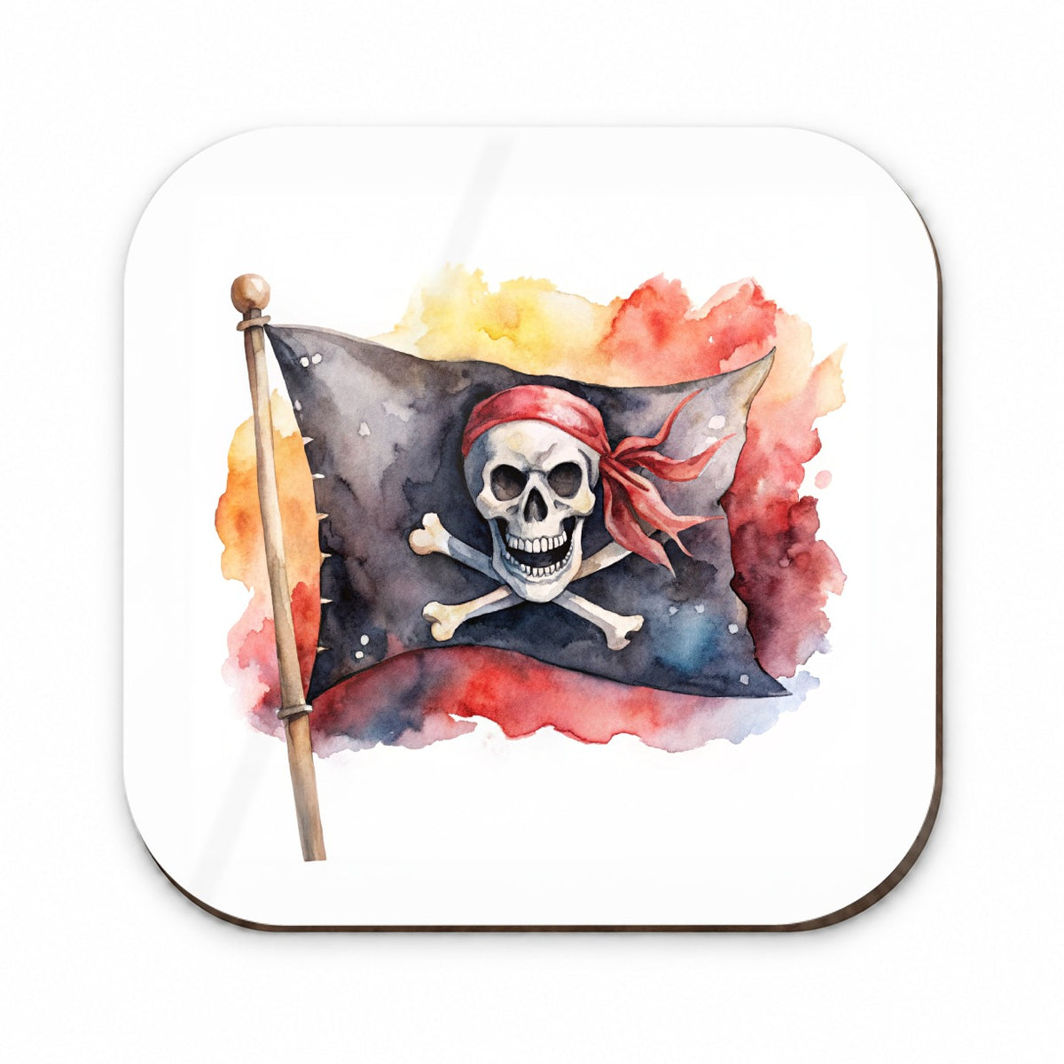 Pirate Jolly Roger Skull Crossbones Flag Watercolor Fridge Magnet