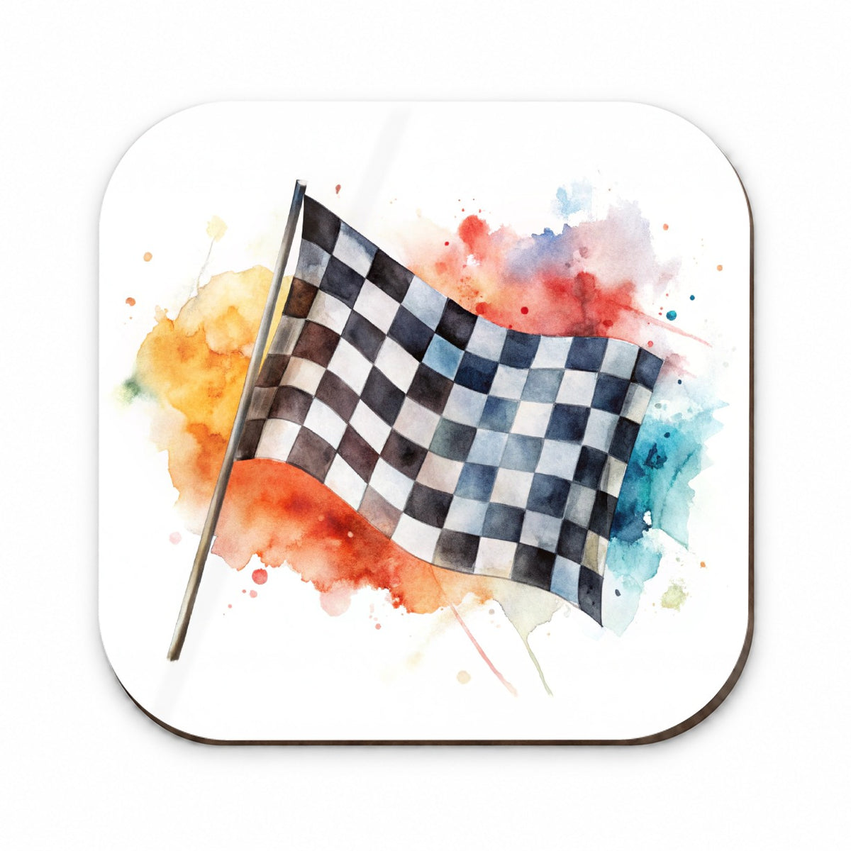 Racing Checkered Flag Watercolor Fridge Magnet