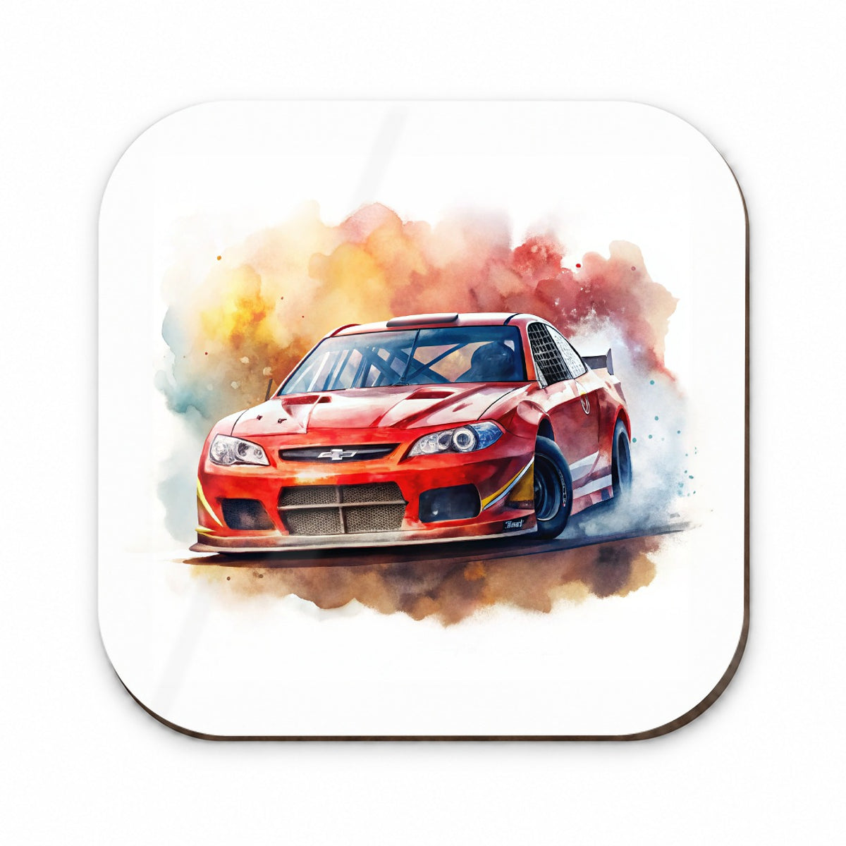 Red Stock Racing Car Watercolor Fridge Magnet