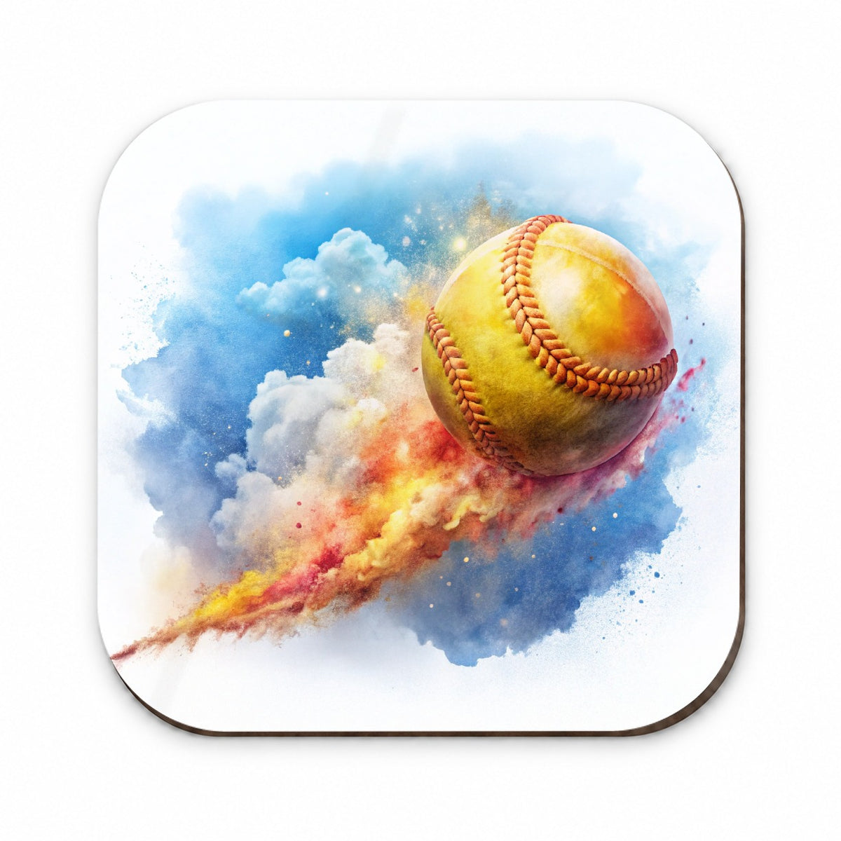 Softball Rocketing Through The Sky Watercolor Fridge Magnet