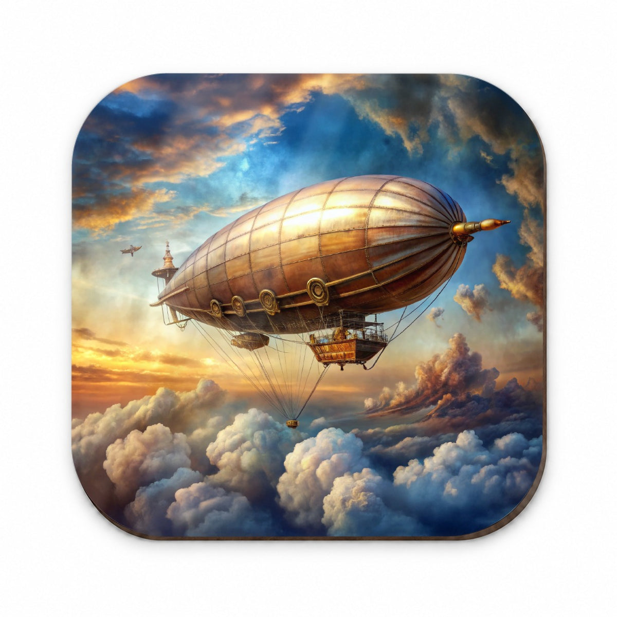 Steampunk Airship Dirigible Flying in Cloudy Sky Fantasy Sci-fi Fridge Magnet