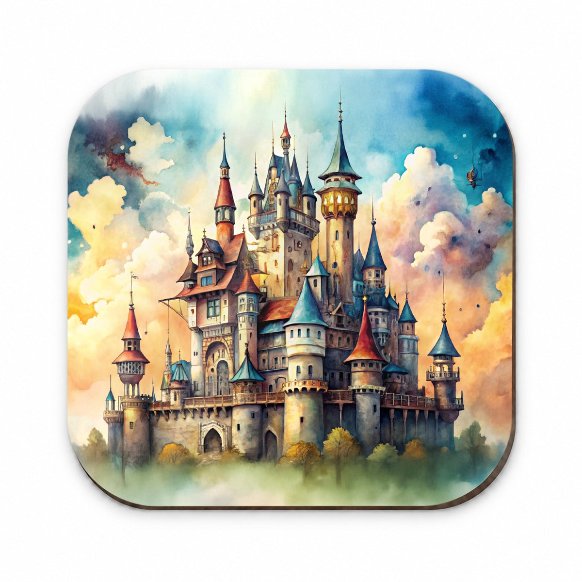 Steampunk Fantasy Castle Watercolor Fridge Magnet