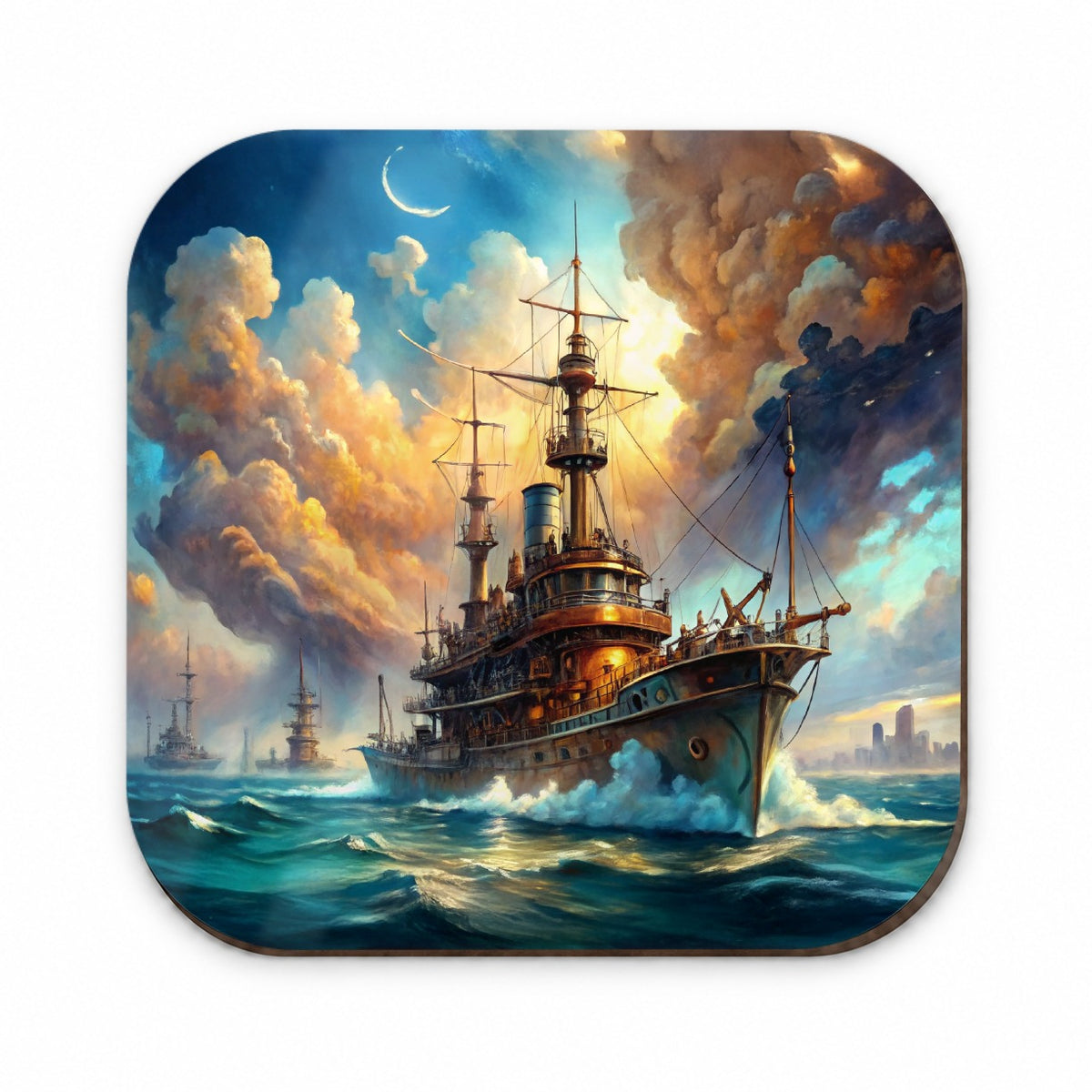 Steampunk Iron Warship Fantasy Sci-fi Watercolor Fridge Magnet