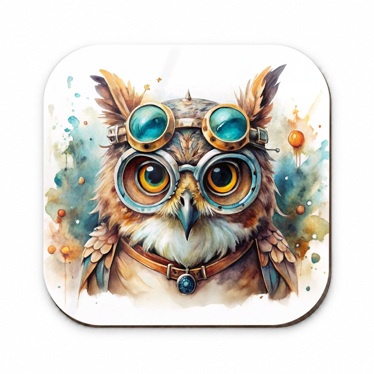 Steampunk Owl With Goggles Fantasy Sci-fi Watercolor Fridge Magnet
