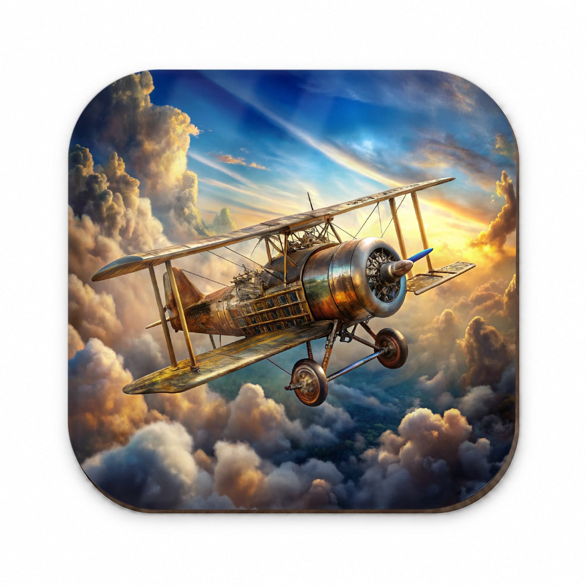 Steampunk Plane Airship in Cloudy Sky Fantasy Sci-fi Fridge Magnet