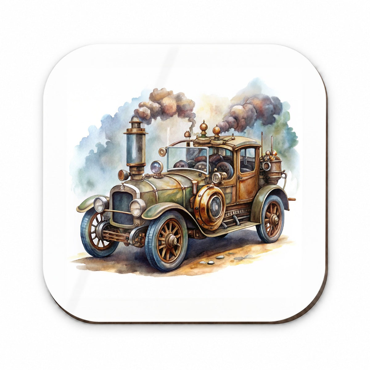 Steampunk Retro Fantasy Sci-fi Car Watercolor Fridge Magnet