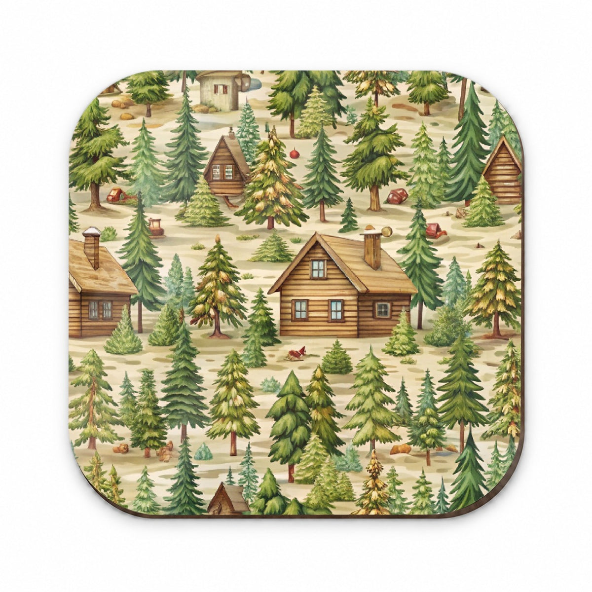 Log Cabin In Forest Pattern Fridge Magnet