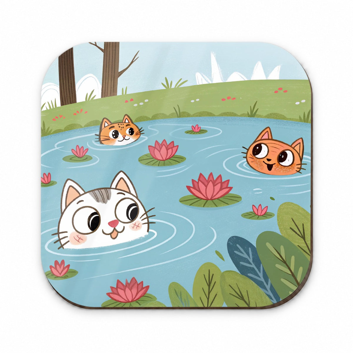 Cats Swimming In Pond Cute Fridge Magnet