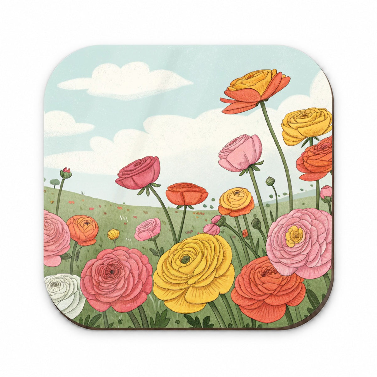 Field Of Ranunculus Flowers Fridge Magnet
