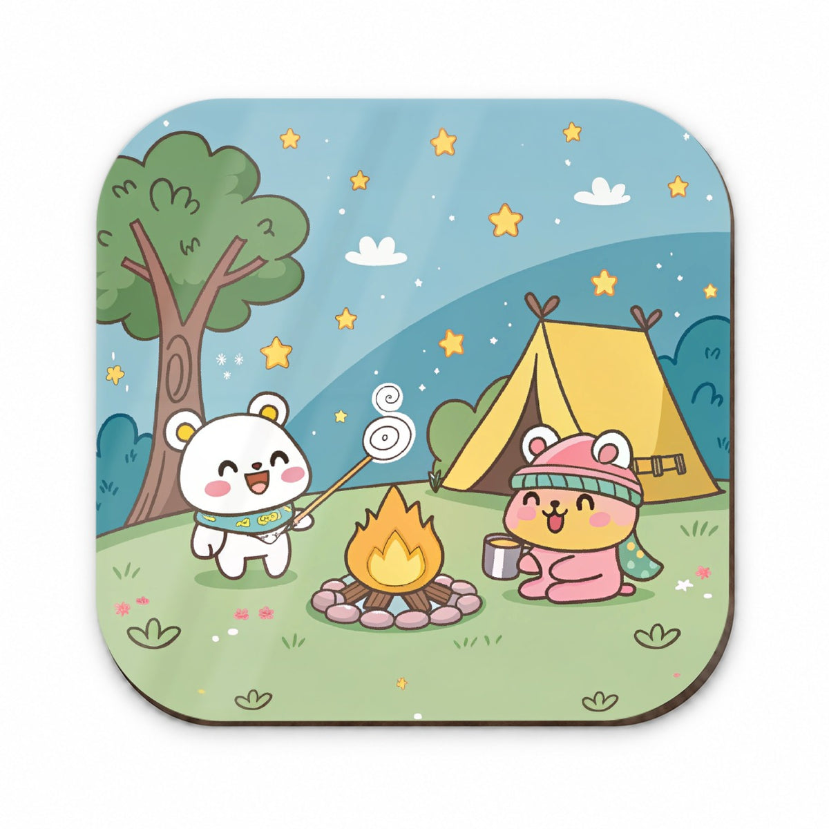 Kawaii Camping Campfire Tent Fridge Magnet