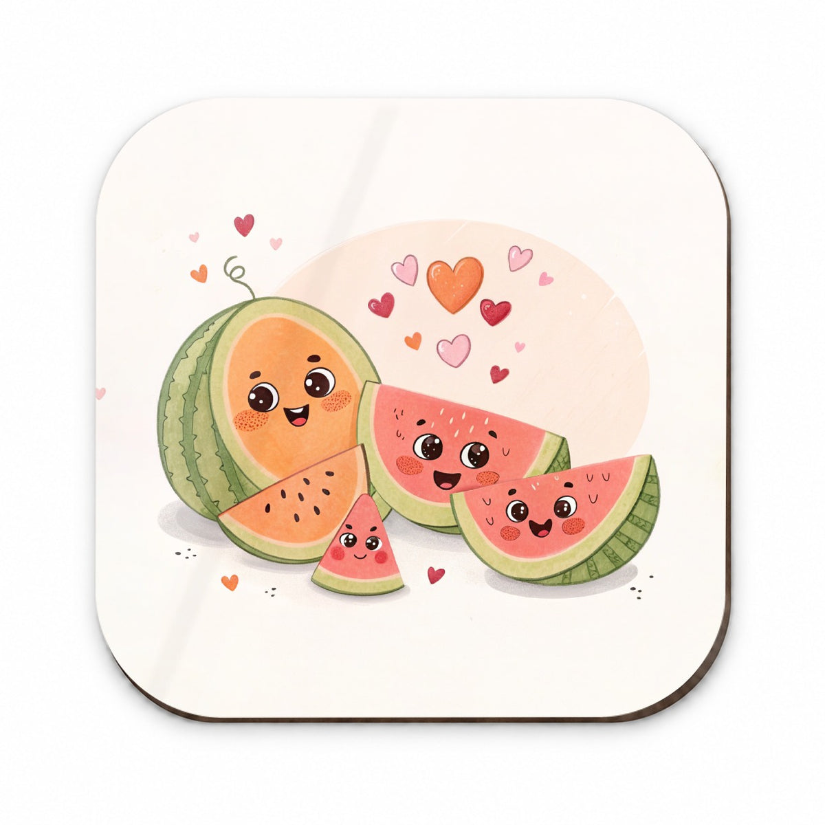 Kawaii Cantaloupes Watermelon Hearts Fridge Magnet