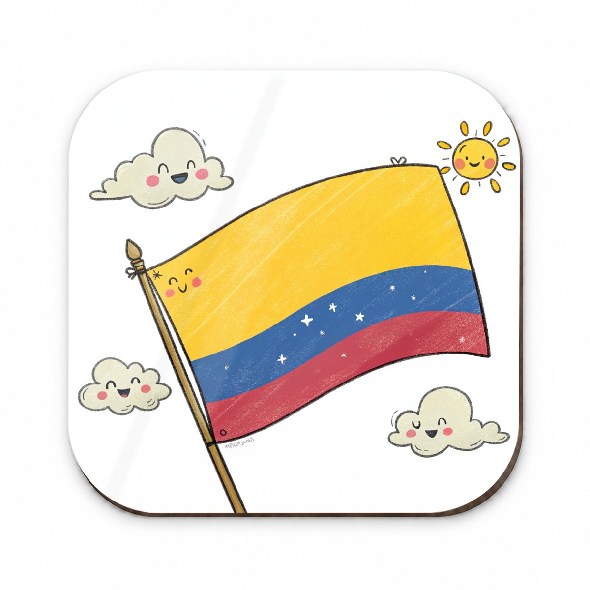 Kawaii Colombia Flag Fridge Magnet