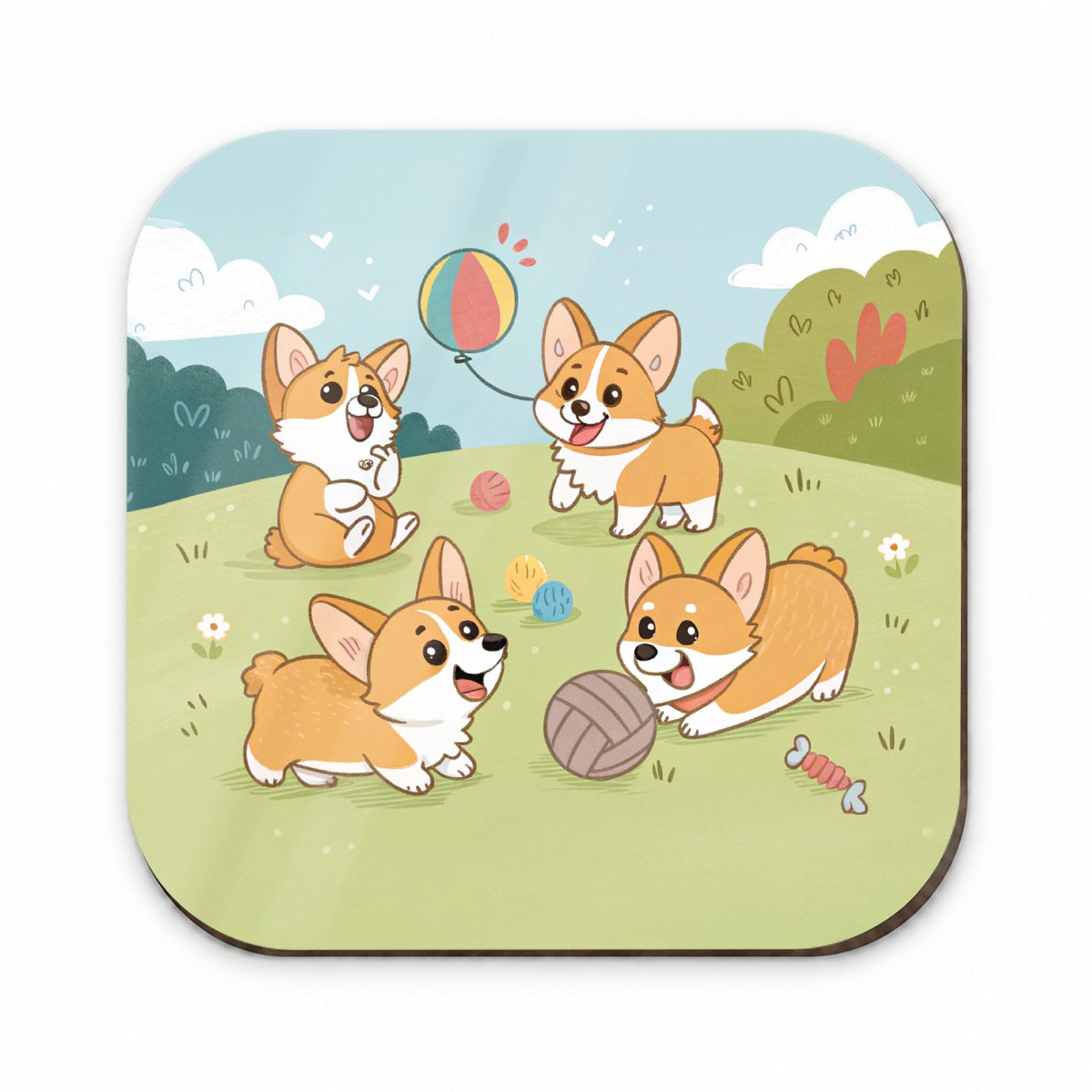 Kawaii Corgis Dogs Playing Fridge Magnet
