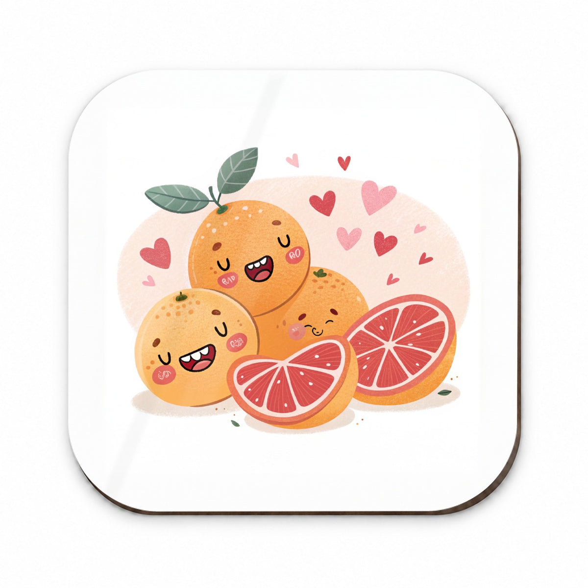 Kawaii Grapefruits And Hearts Fridge Magnet