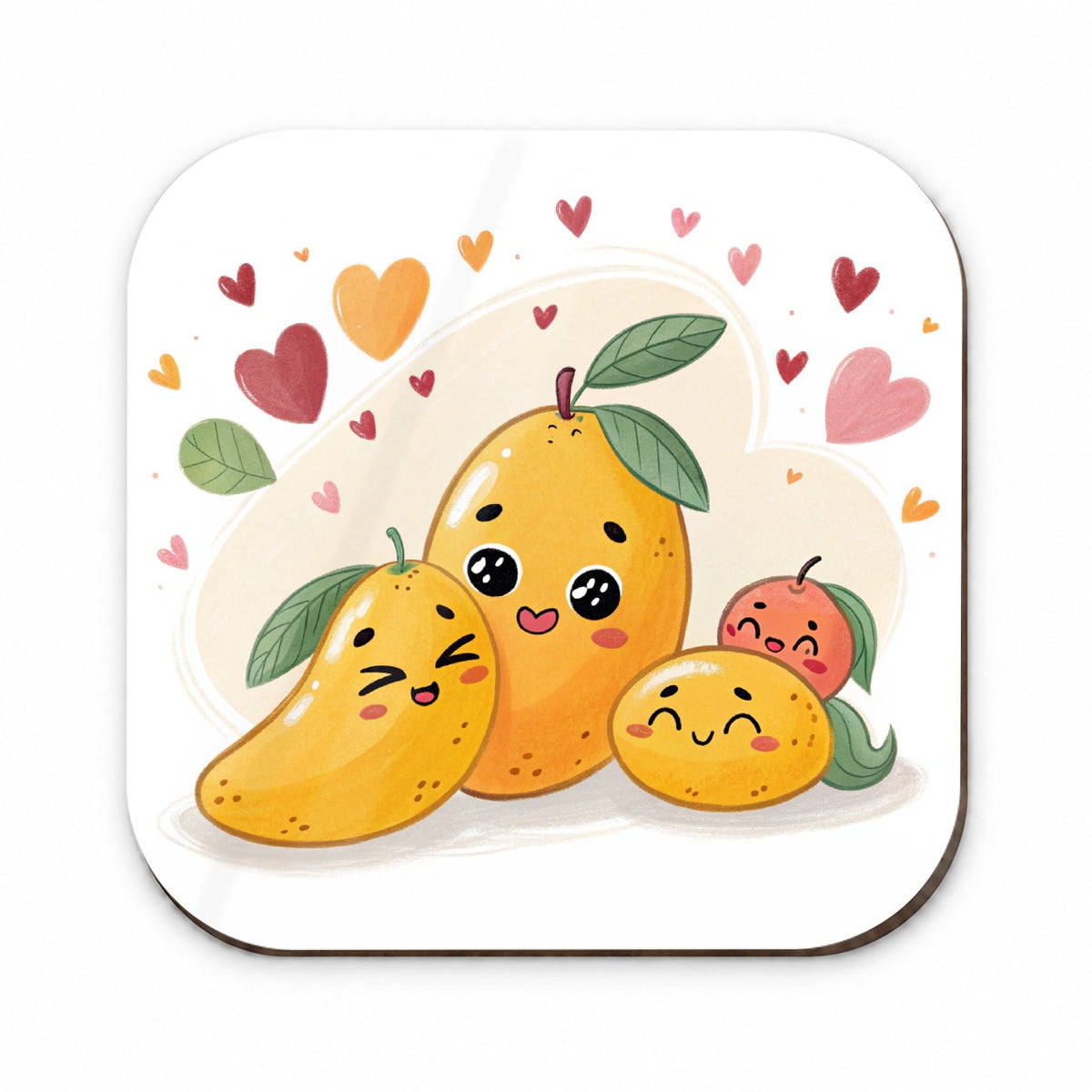 Kawaii Mangos And Hearts Fridge Magnet