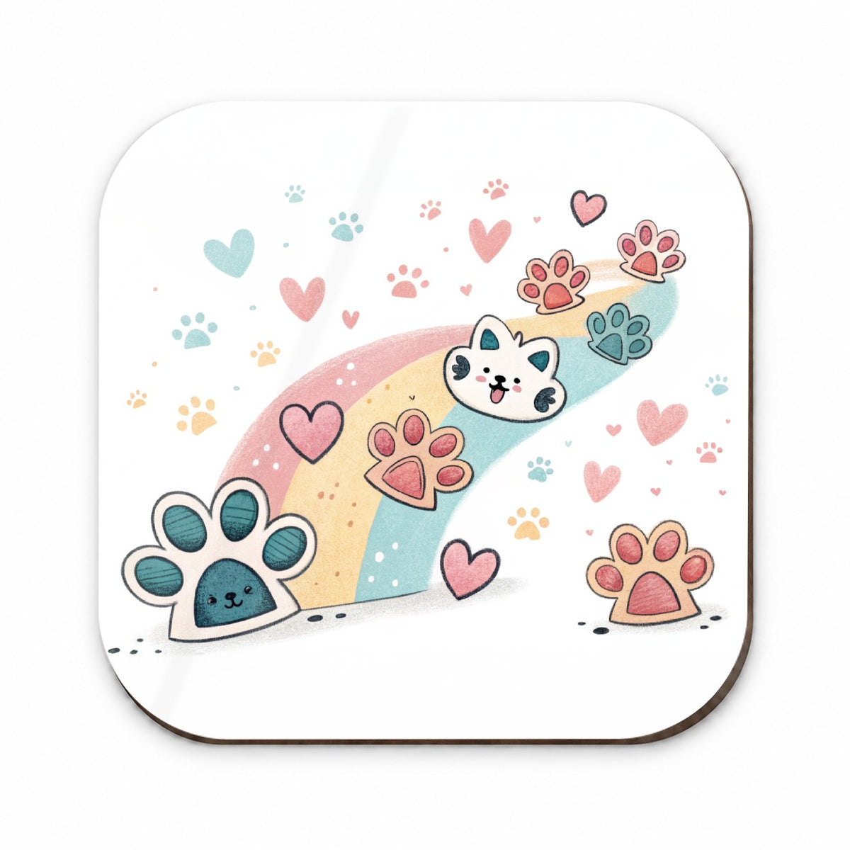Kawaii Paw Prints And Hearts Sty Fridge Magnet