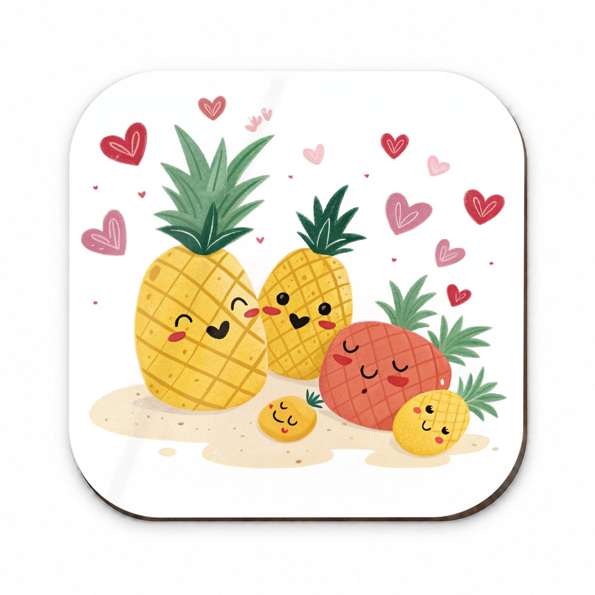 Kawaii Pineapples And Hearts Fridge Magnet