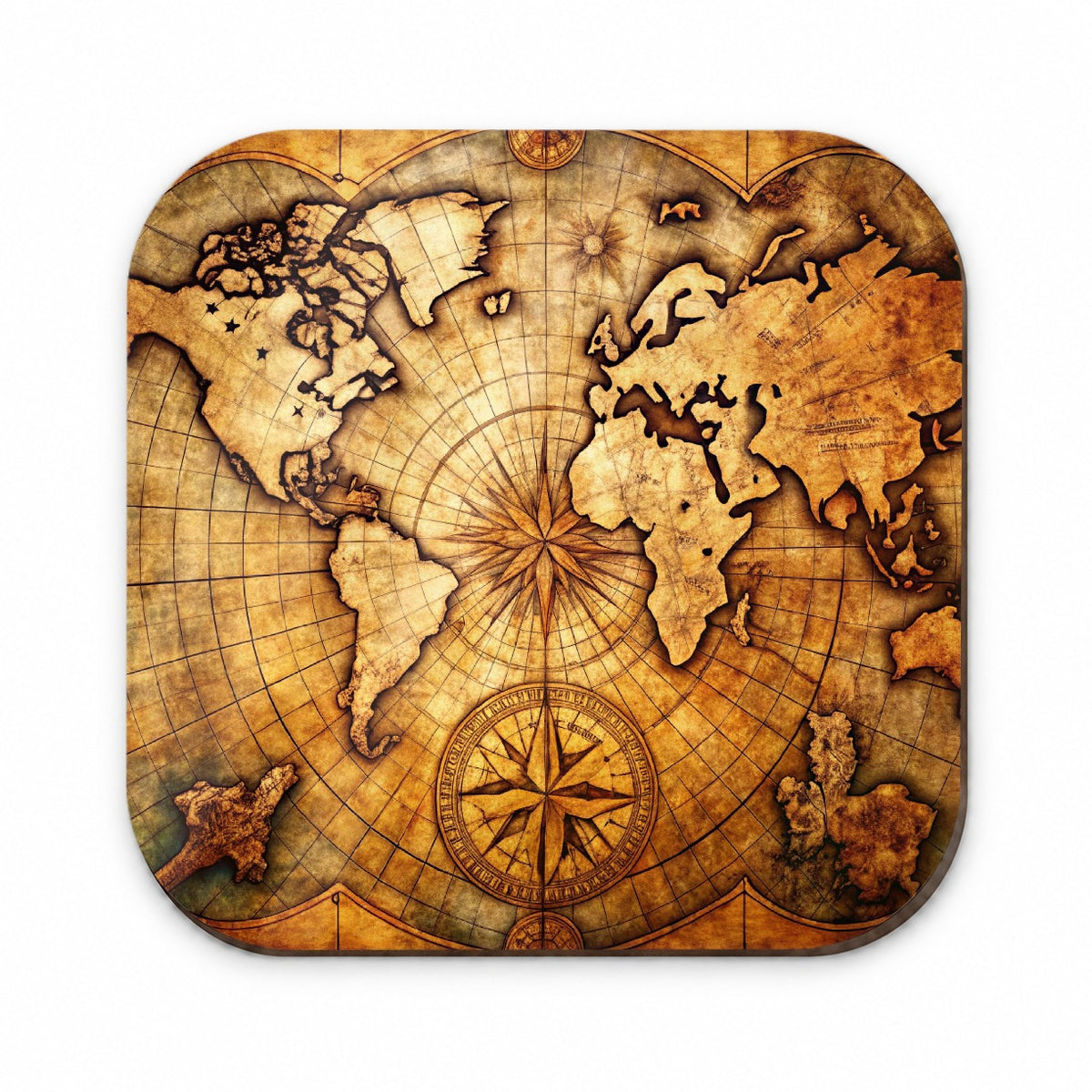 Ancient World Map with Compass Rose Fridge Magnet