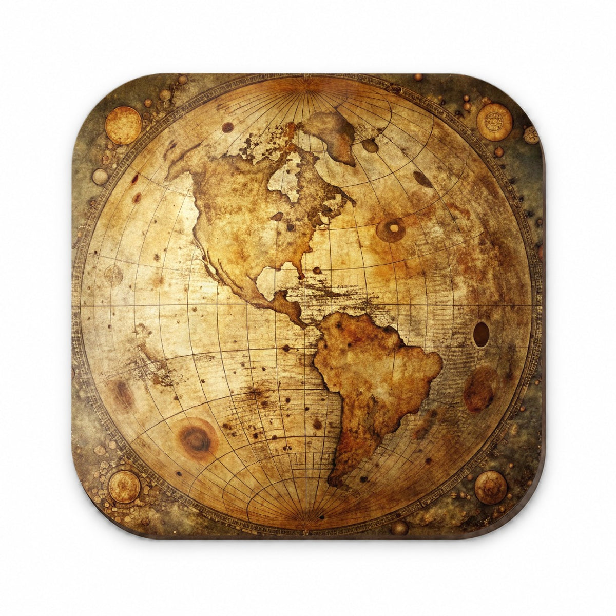 Ancient Worn Map the Earth Globe and Planets Fridge Magnet