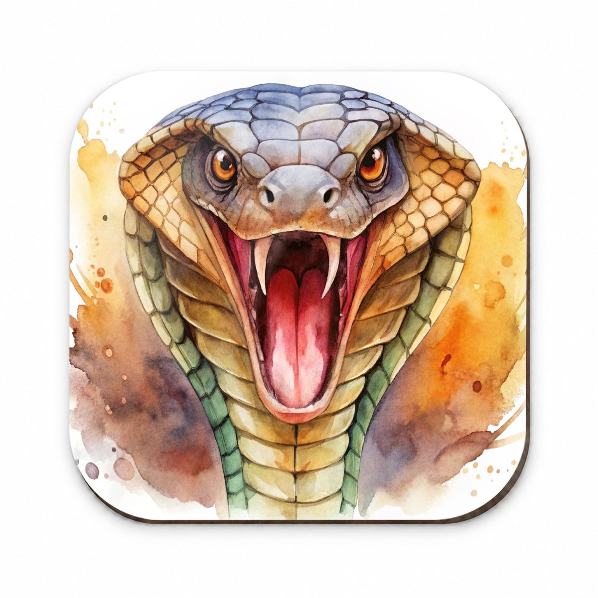 Angry Cobra Snake Reptile Close-up Watercolor Fridge Magnet