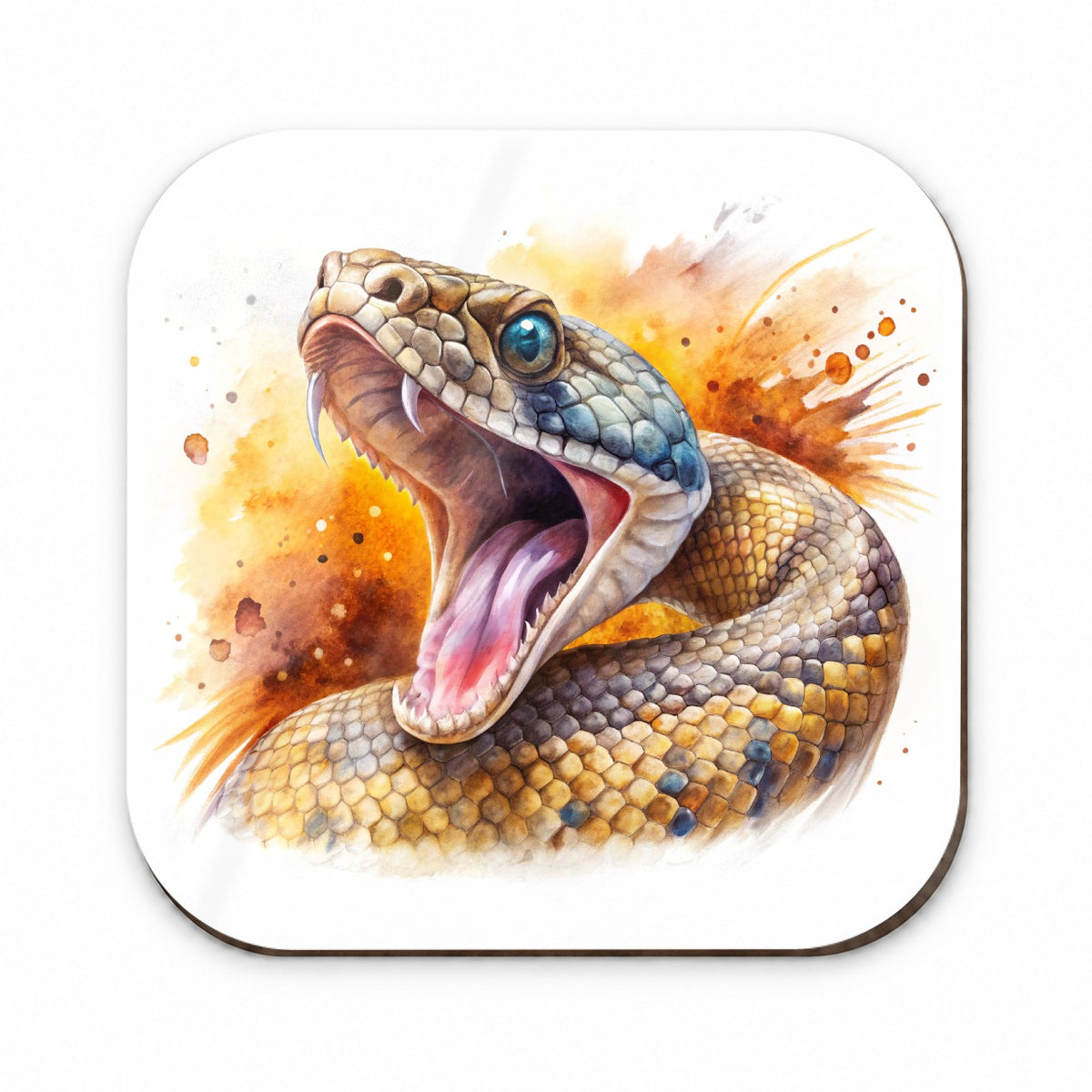 Angry Rattlesnake Snake Reptile Watercolor Fridge Magnet