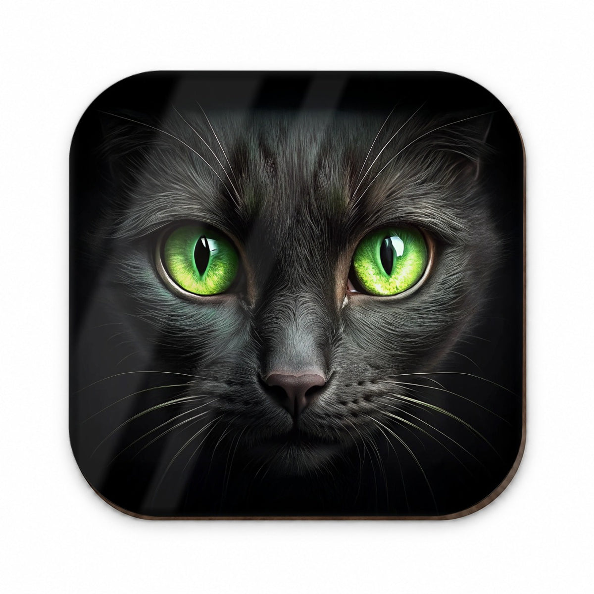 Black Cat with Green Eyes Fridge Magnet