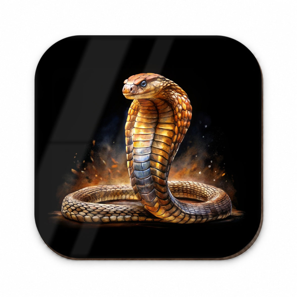 Cobra Snake Black Watercolor Fridge Magnet