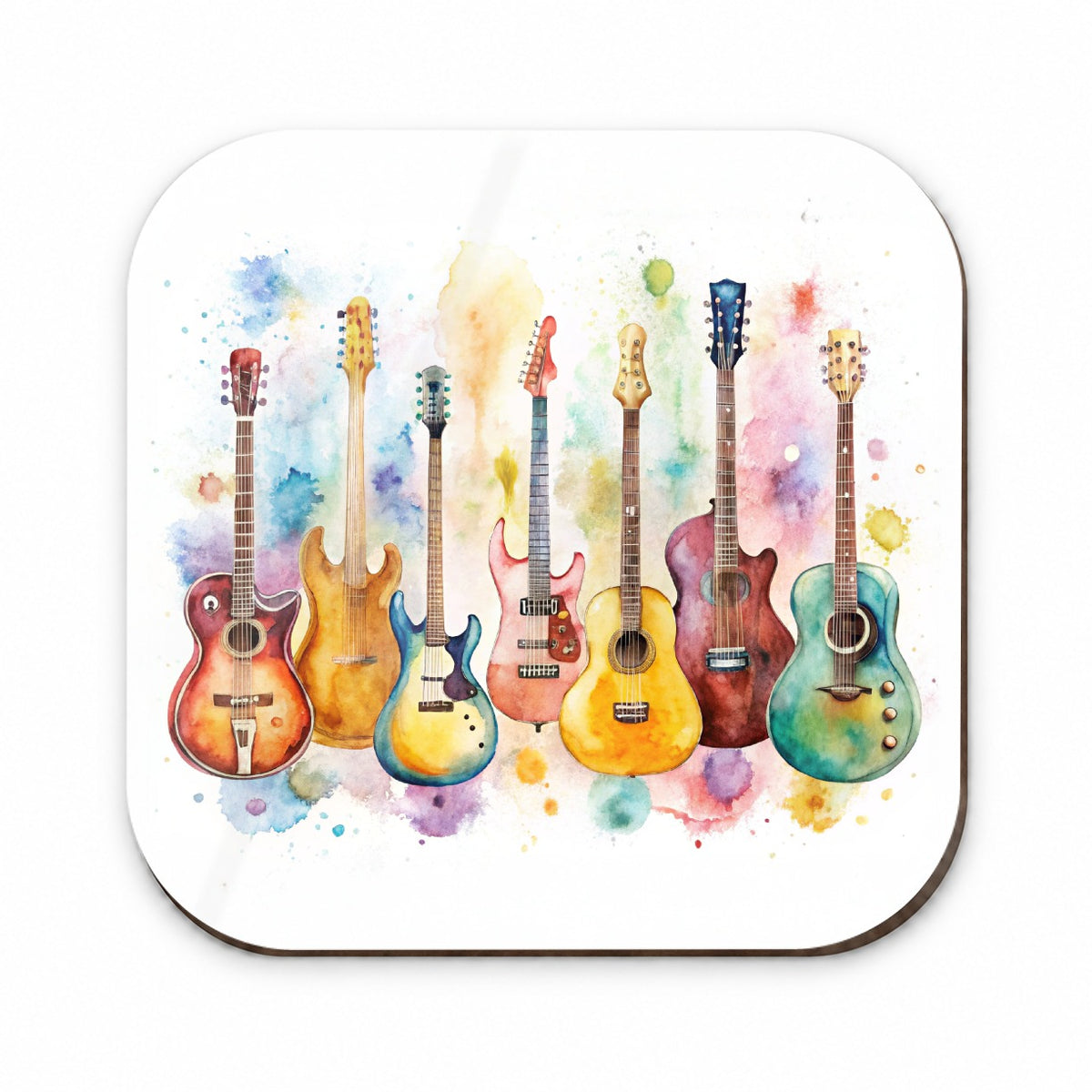 Colorful Guitar Collection Watercolor Fridge Magnet