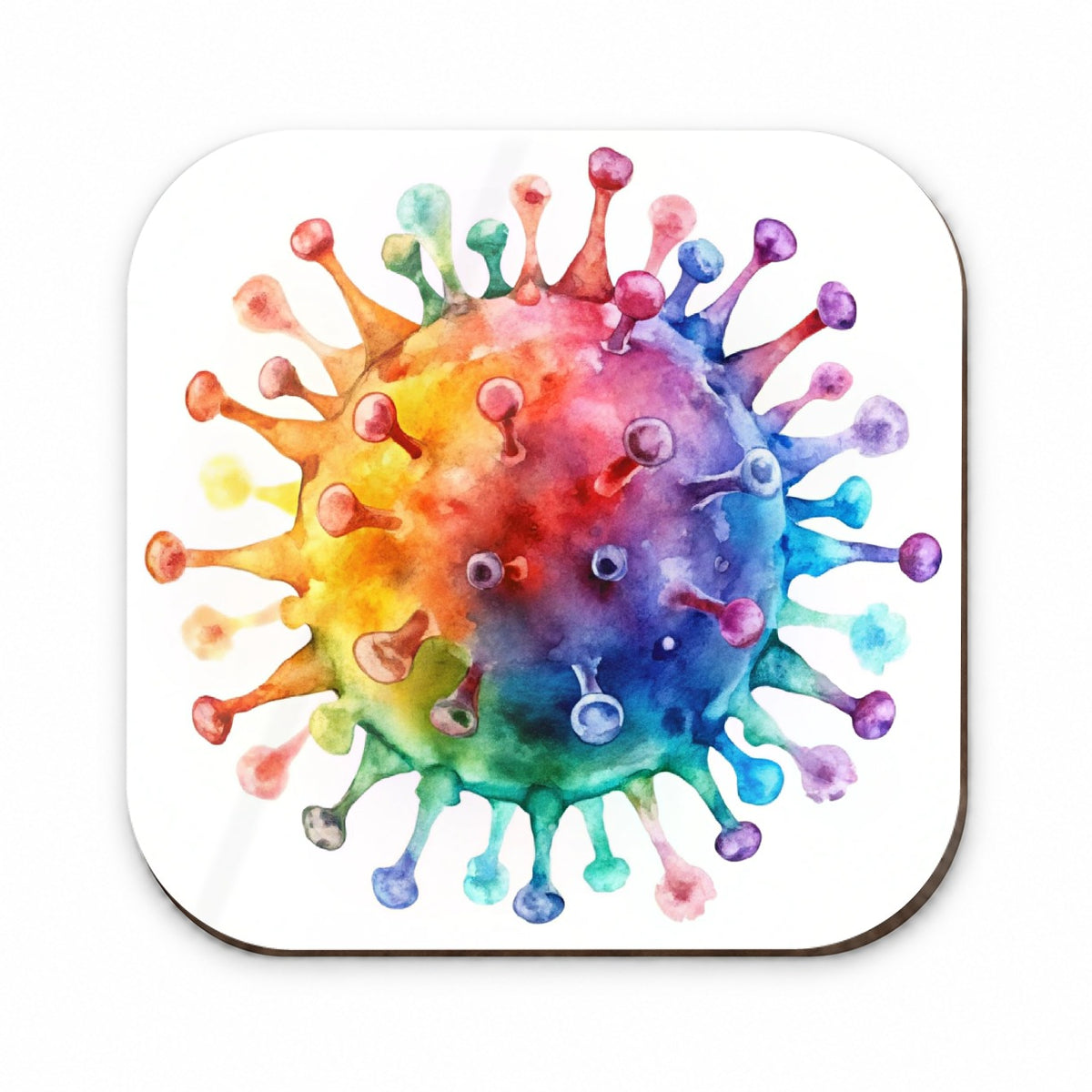 Colorful Rainbow Virus Watercolor Fridge Magnet