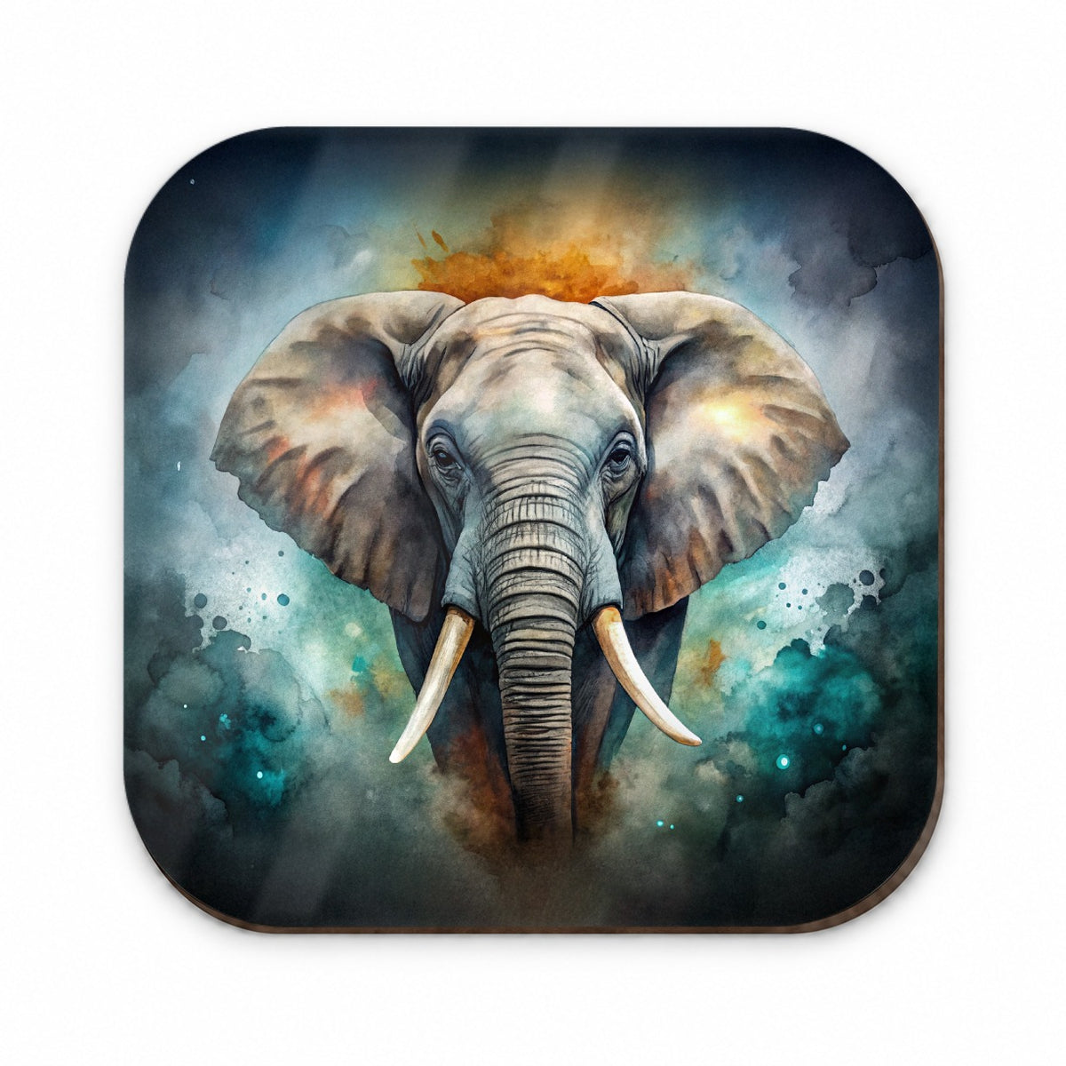 Elephant on Black Watercolor Background Fridge Magnet