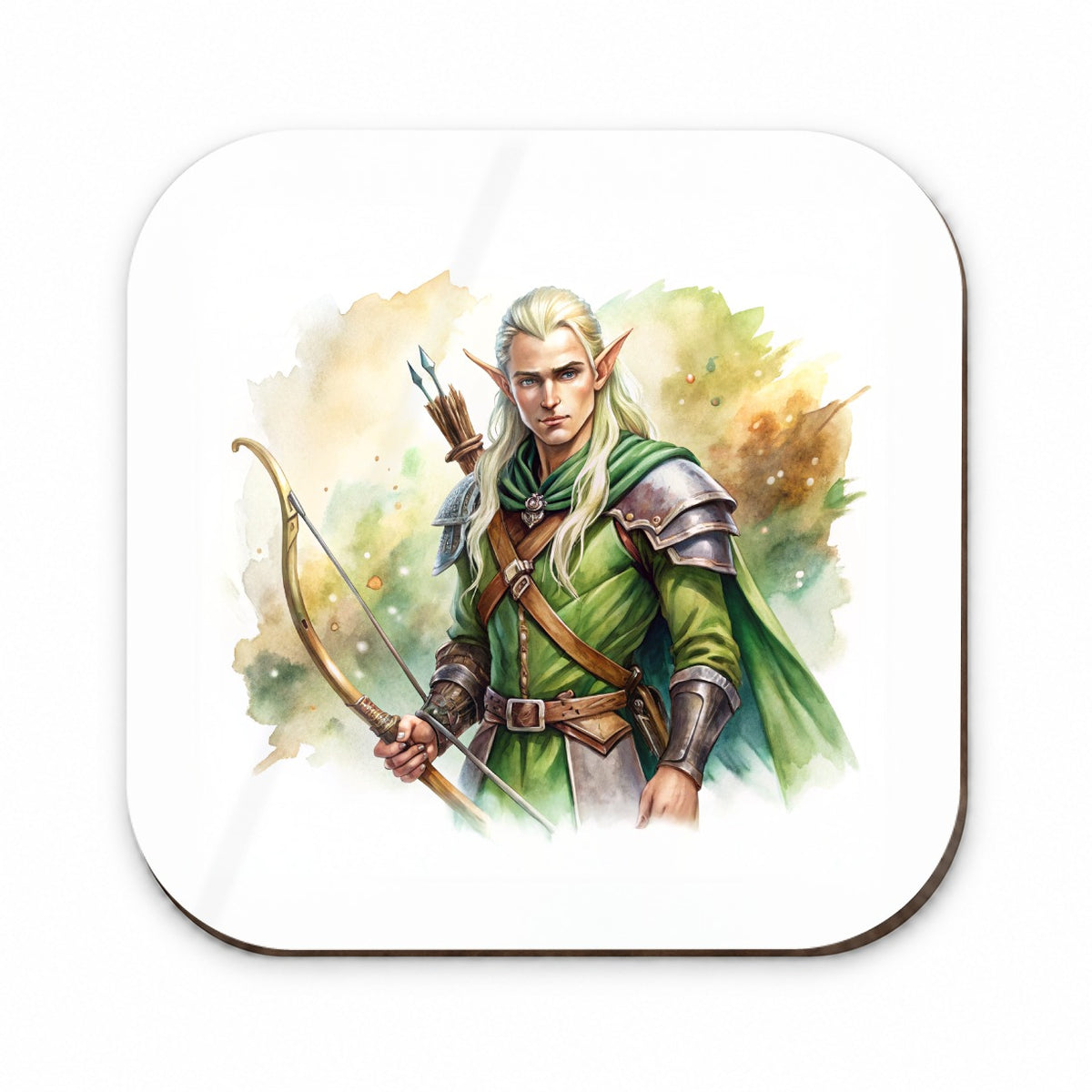 Fantasy Male Elven Ranger Archer Warrior Watercolor Fridge Magnet