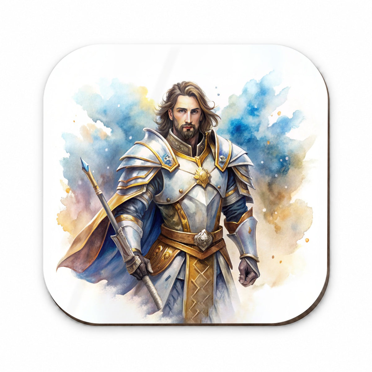 Fantasy Male Paladin Warrior Watercolor Fridge Magnet
