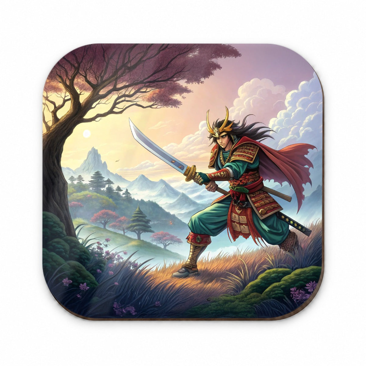 Fantasy Warrior with Sword Classic Japanese Anime Style Fridge Magnet