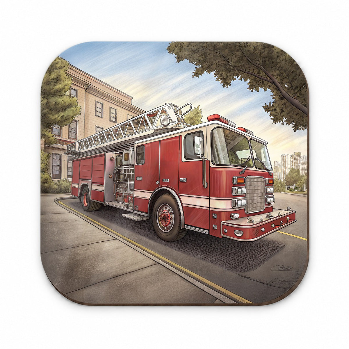 Fire Engine Firefighter Ladder Truck Fridge Magnet