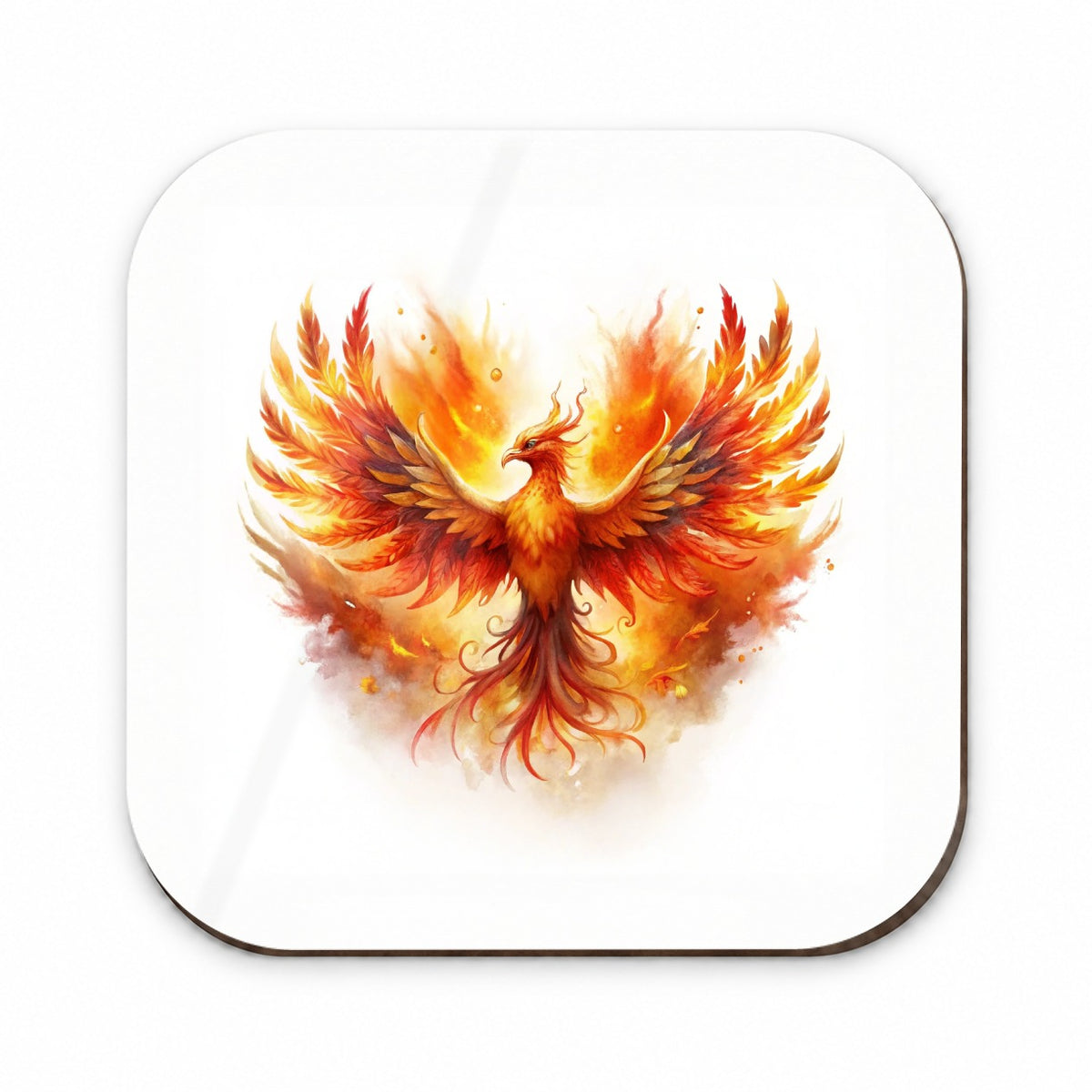 Flaming Phoenix Rising Fantasy Watercolor Fridge Magnet