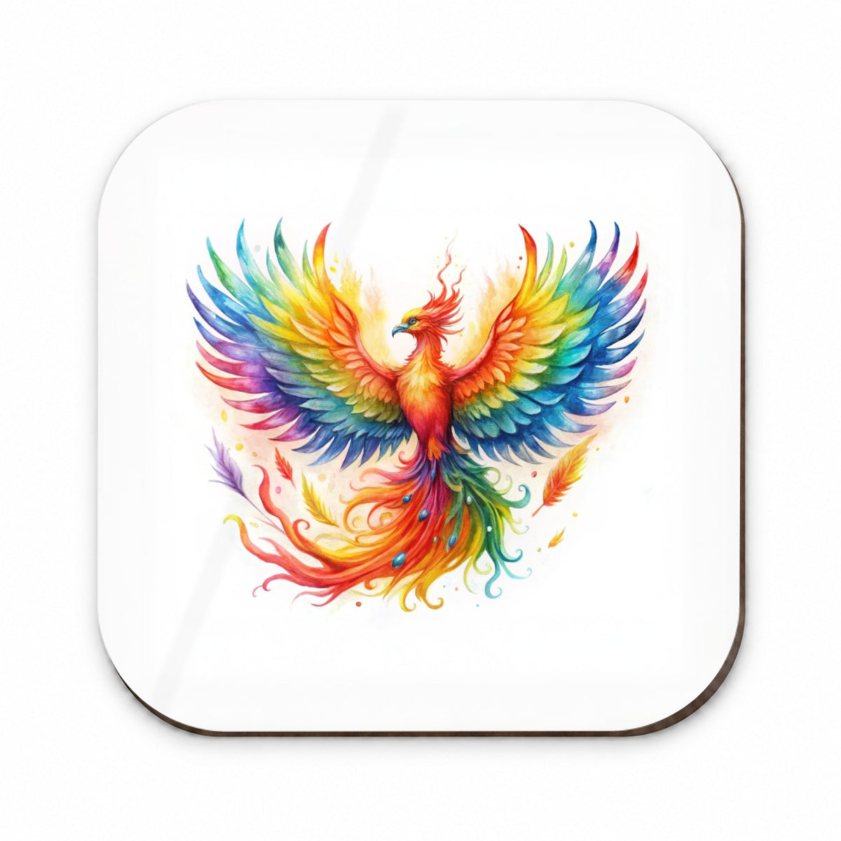 Flaming Rainbow Phoenix Rising Fantasy Watercolor Fridge Magnet