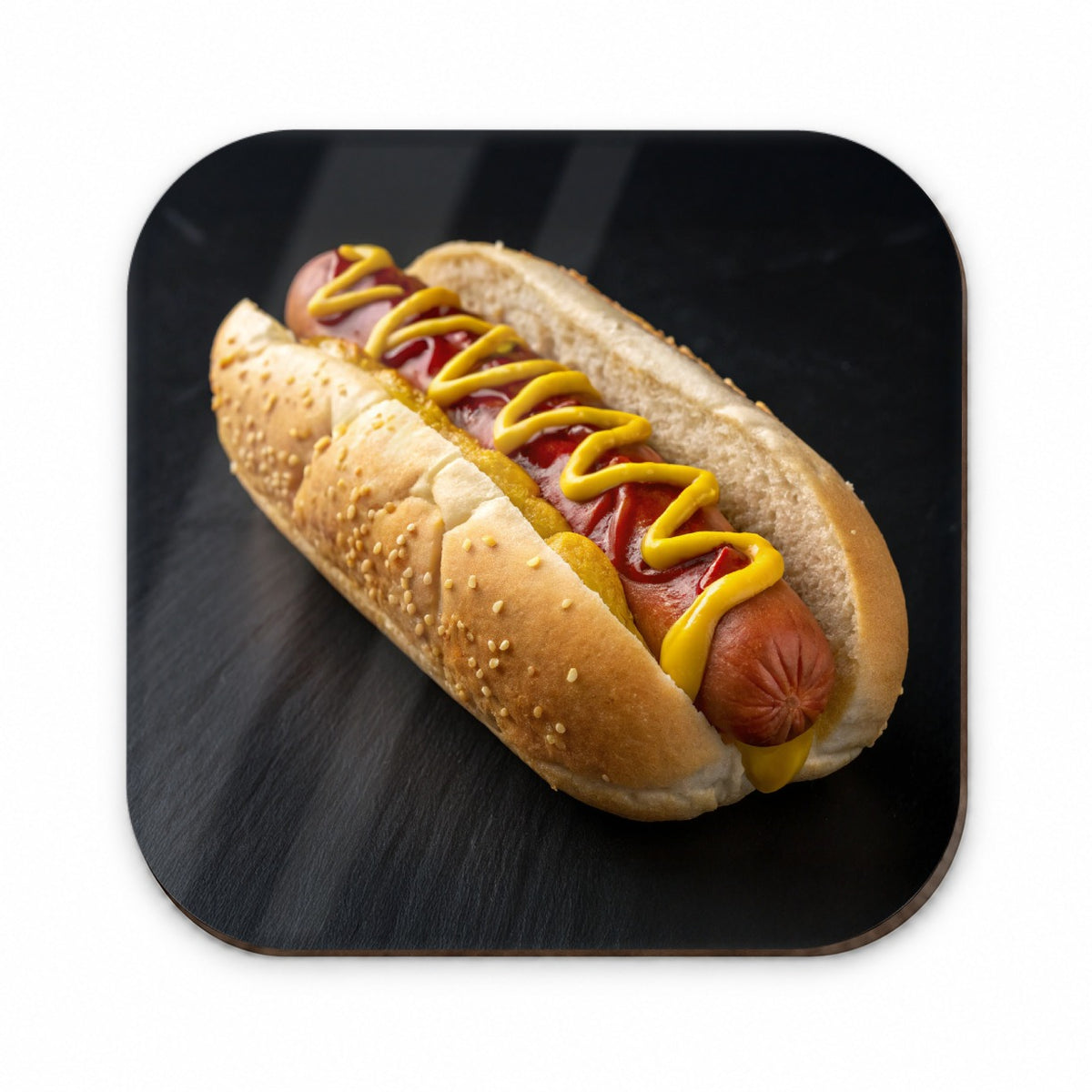 Hot Dog In Bun With Mustard and Ketchup Fridge Magnet