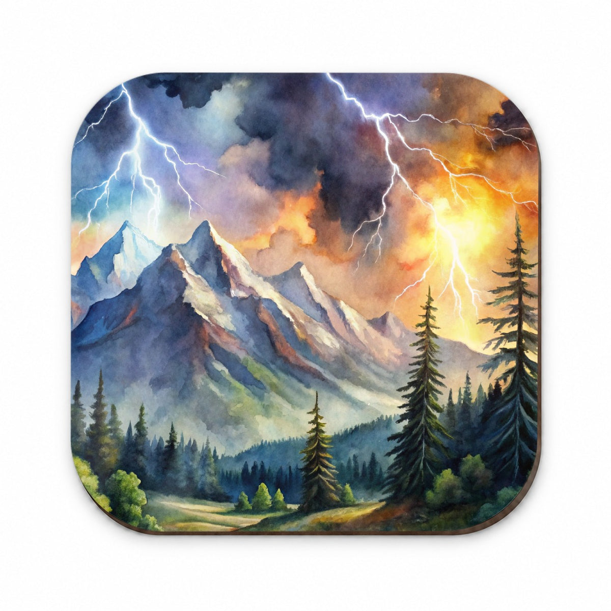 Lighting In The Mountains Watercolor Fridge Magnet