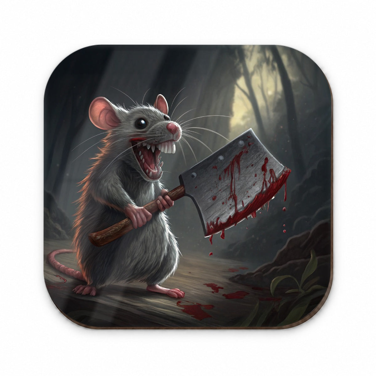 Mouse Holding A Bloody Meat Cleaver Halloween Scary Fridge Magnet