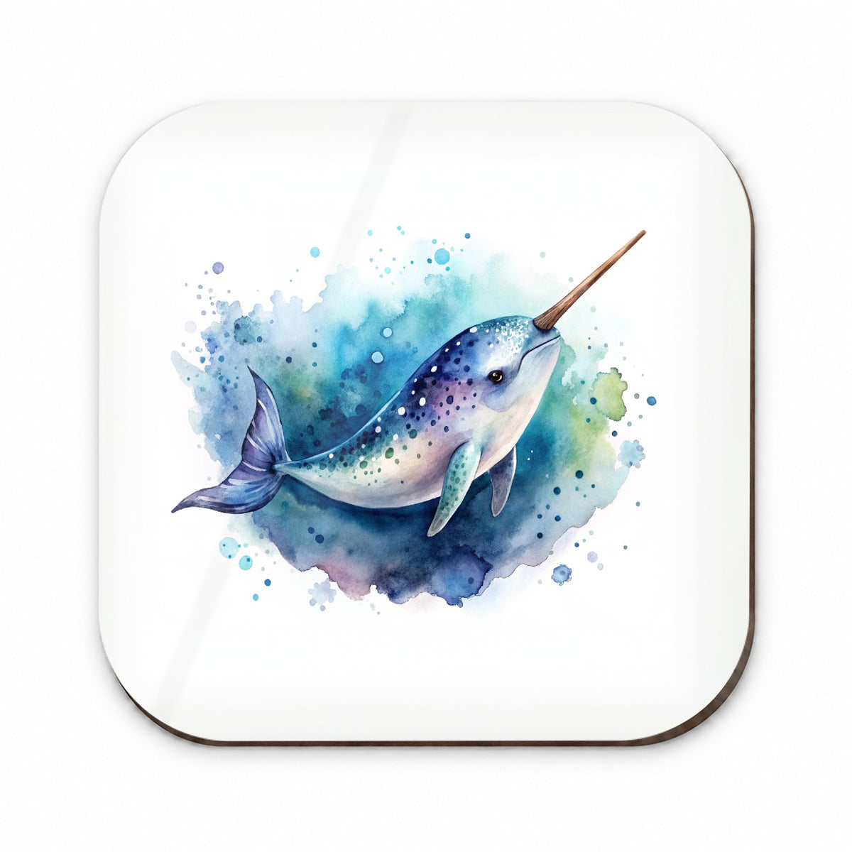 Narwhal Swimming Unicorn of the Sea Watercolor Fridge Magnet