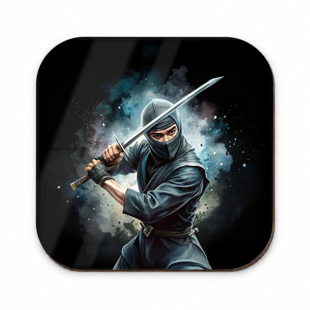 Ninja With Katana Black Watercolor Fridge Magnet