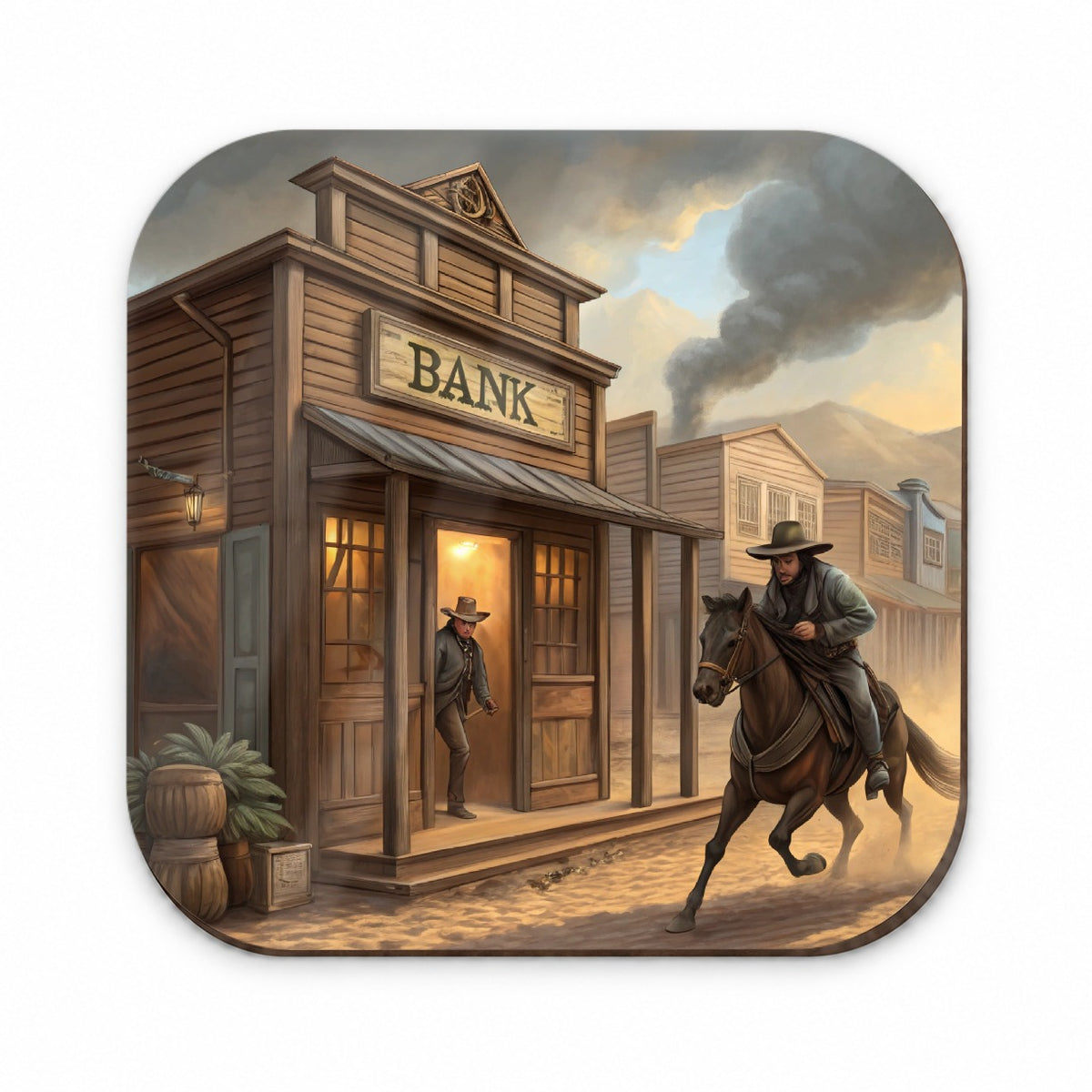 Old West Bank Robbery Western Fridge Magnet