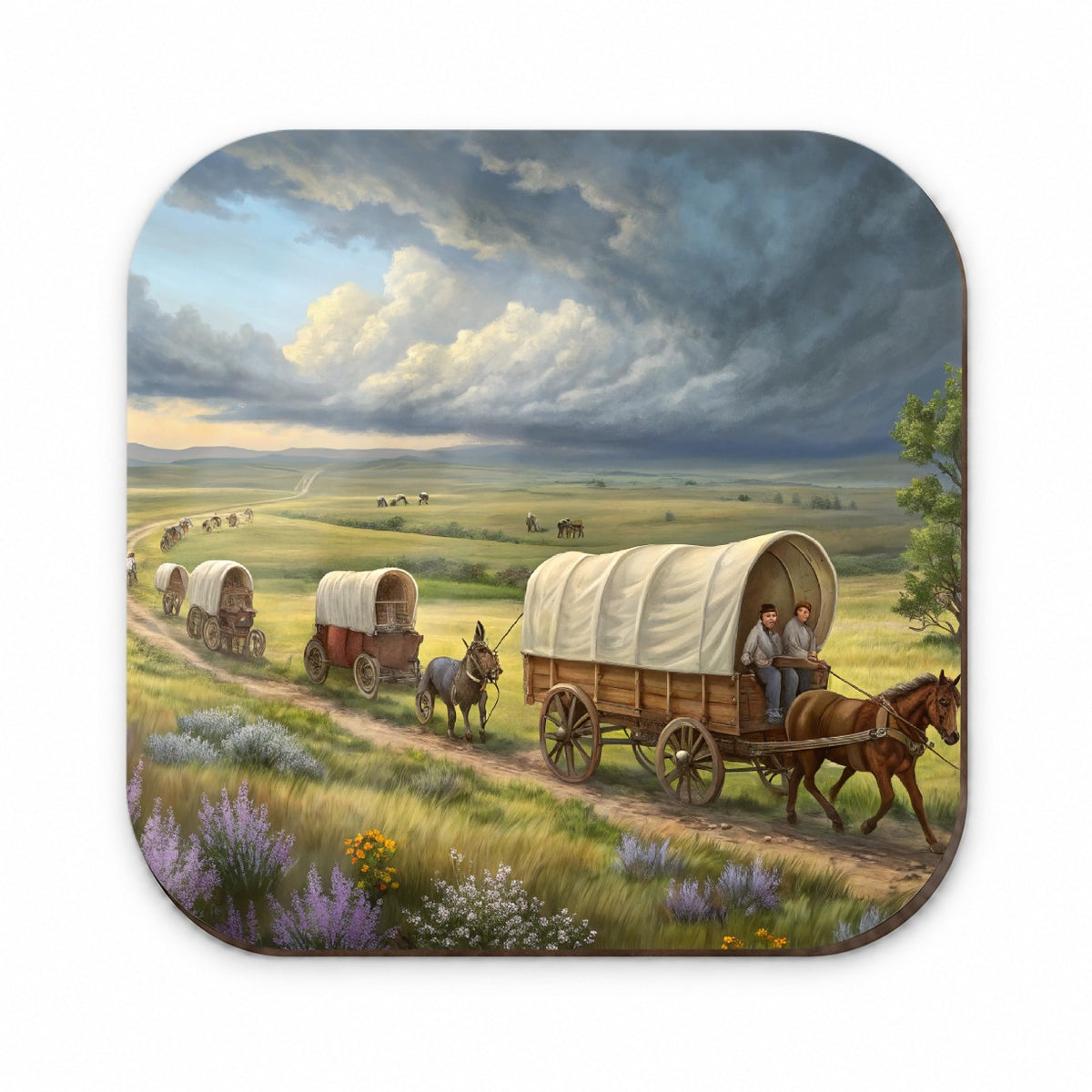 Old West Covered Wagons Crossing The Prairie Western Fridge Magnet