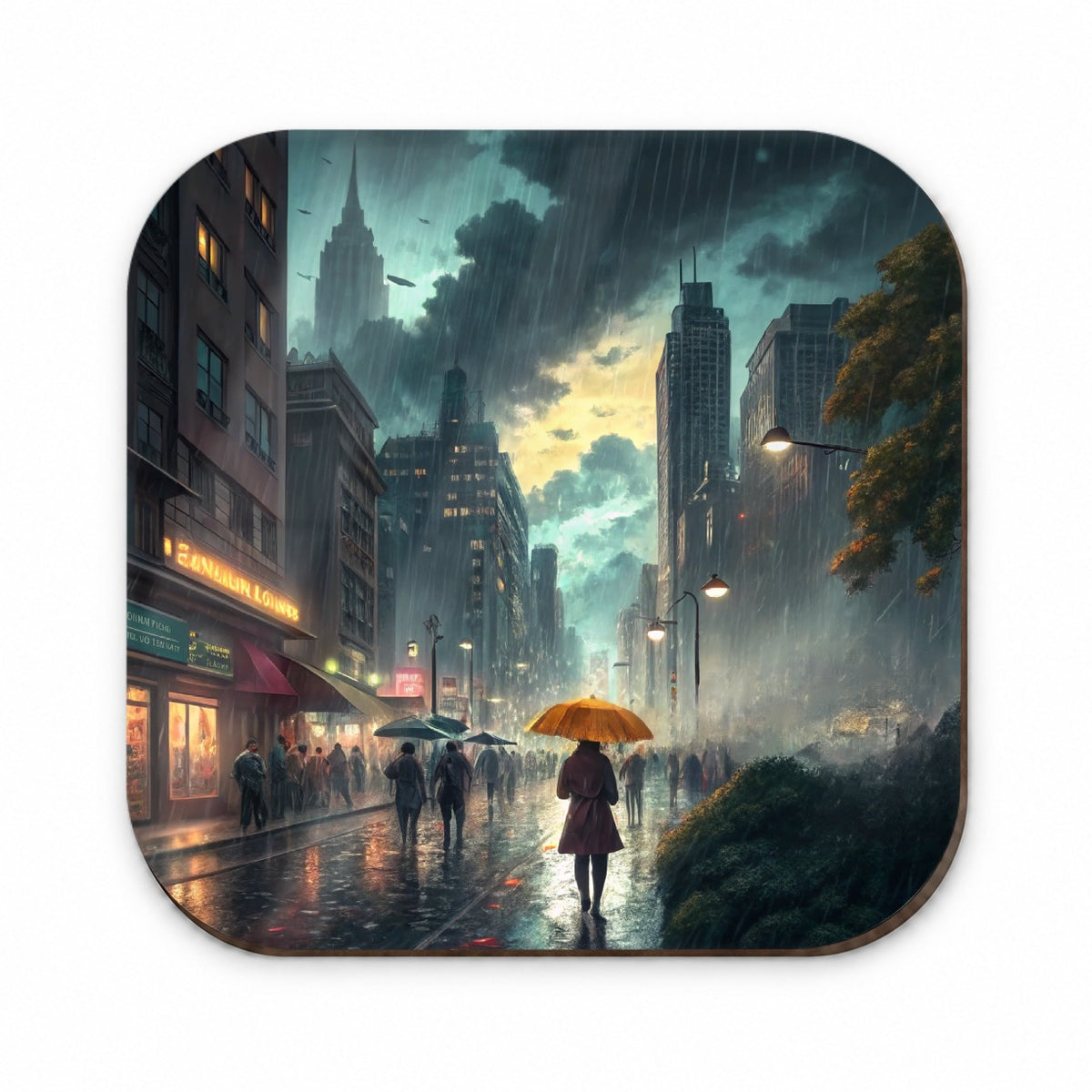 Rain Storm In The City at Night Fridge Magnet