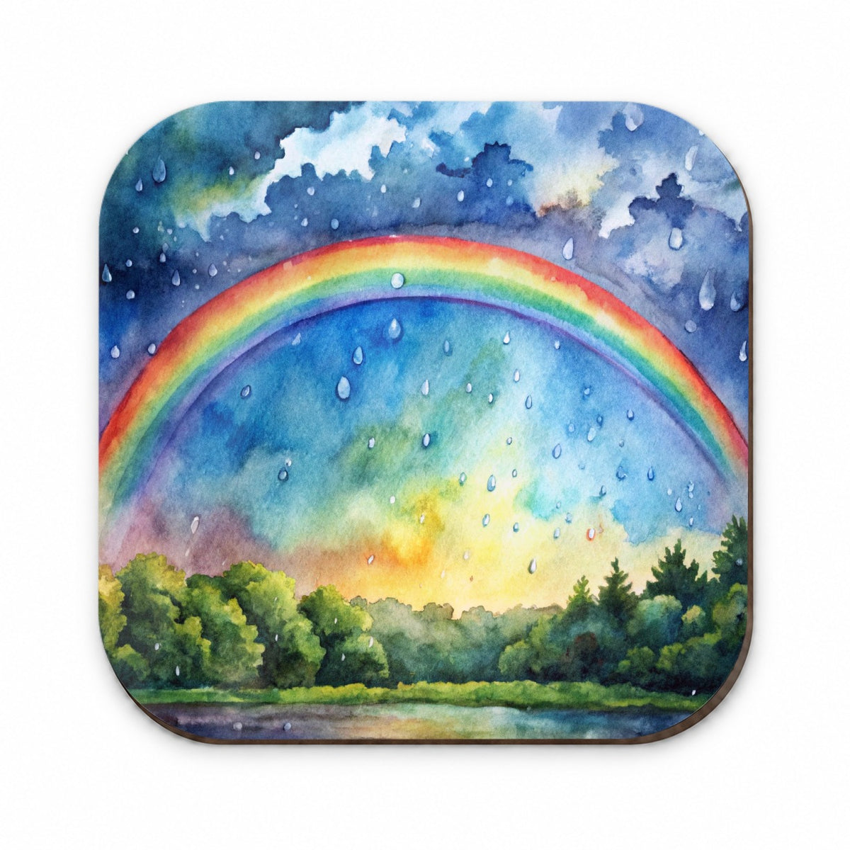 Rainbow After Rain Storm Watercolor Fridge Magnet