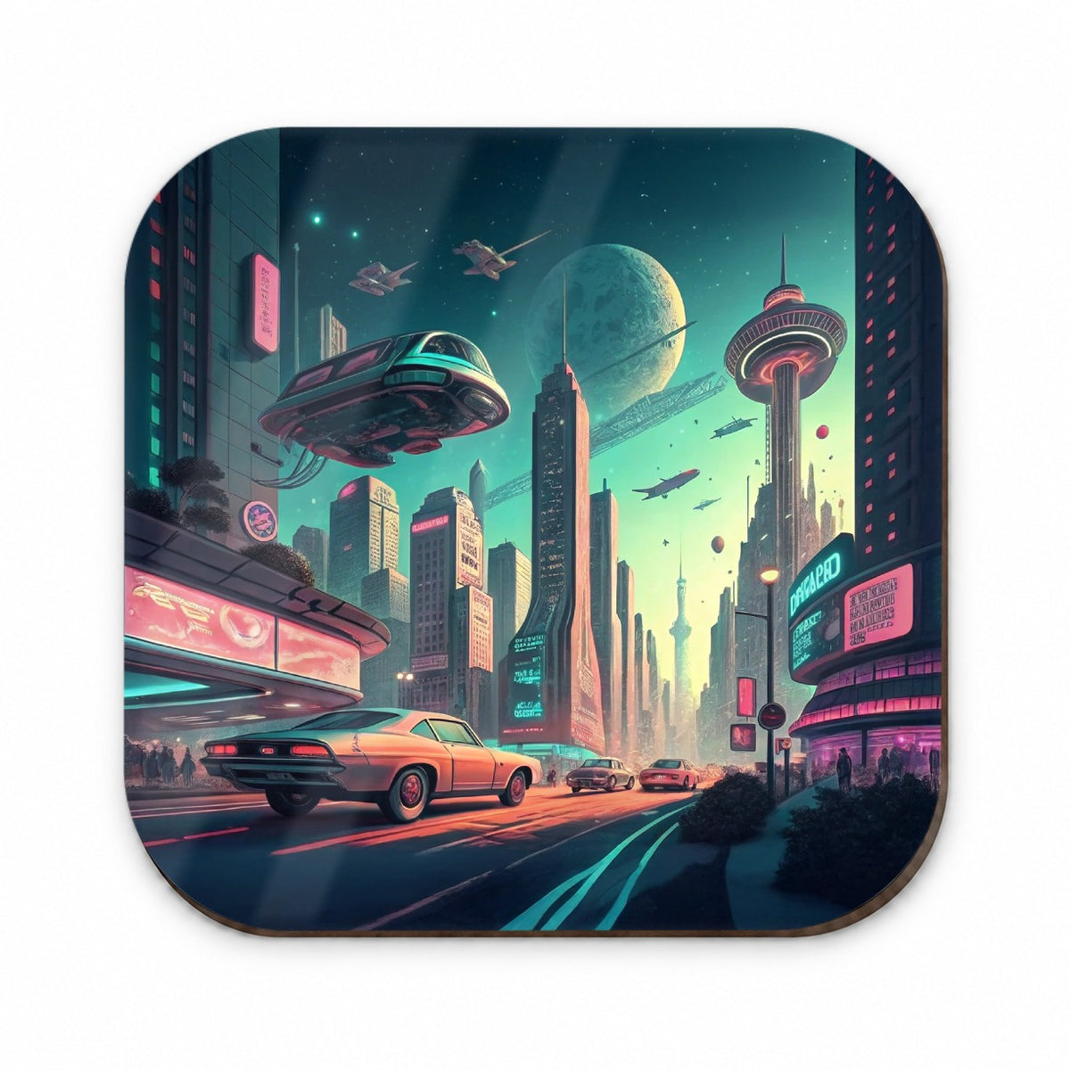 Retro Sci-fi Poster Art Futuristic City Scene Fridge Magnet