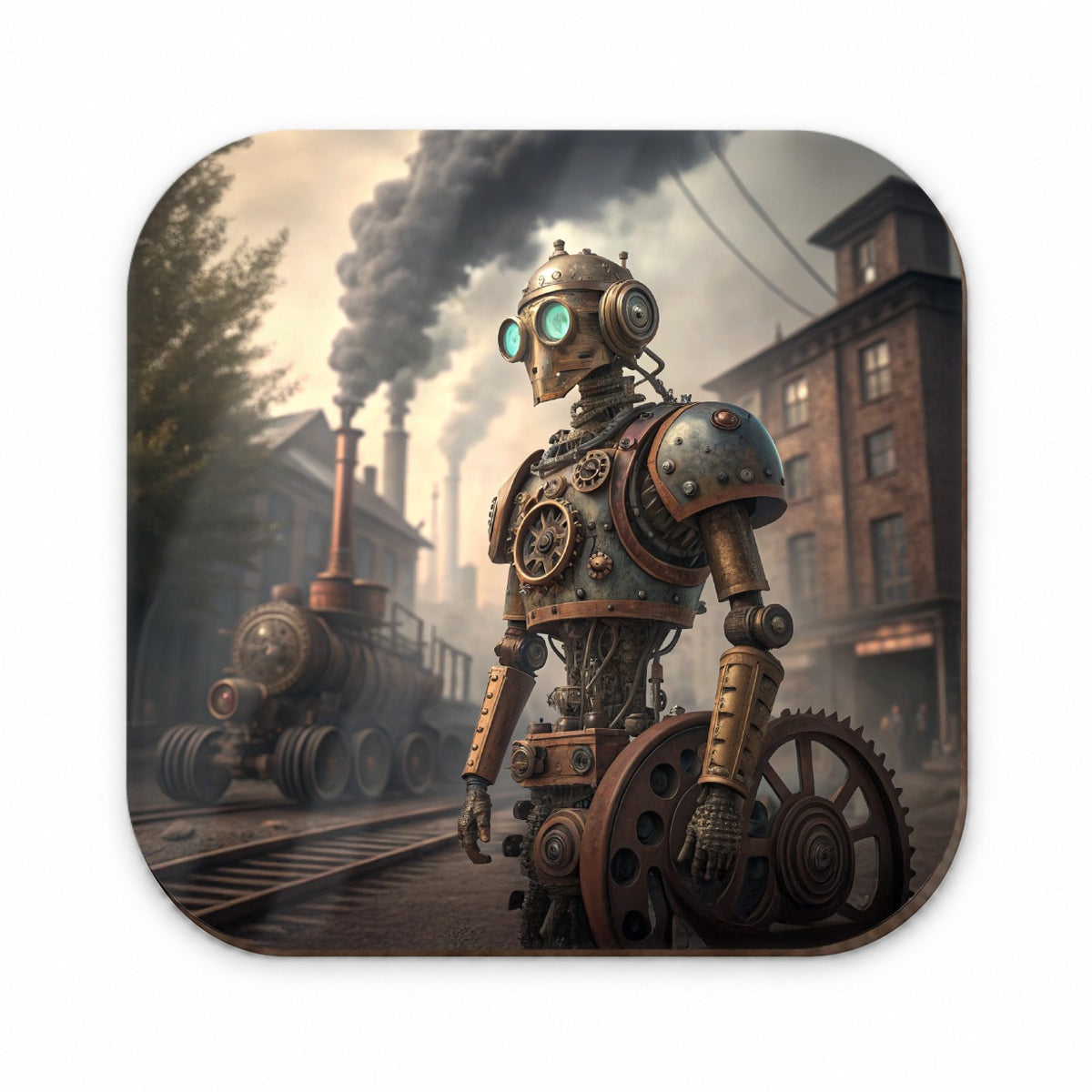 Retro Steampunk Factory Robot Android Fridge Magnet