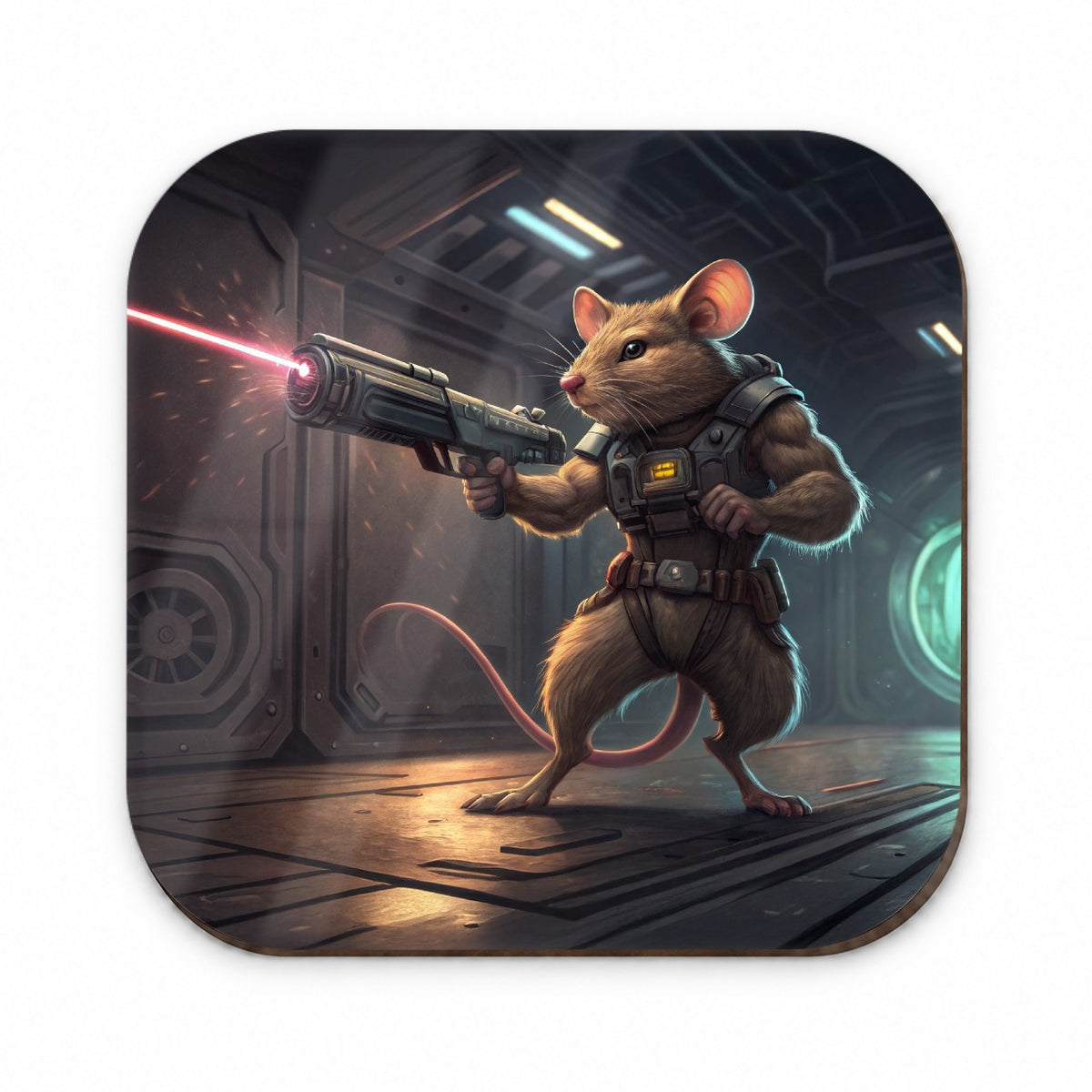 Sci-fi Action Hero Mouse With Laser Gun Fridge Magnet