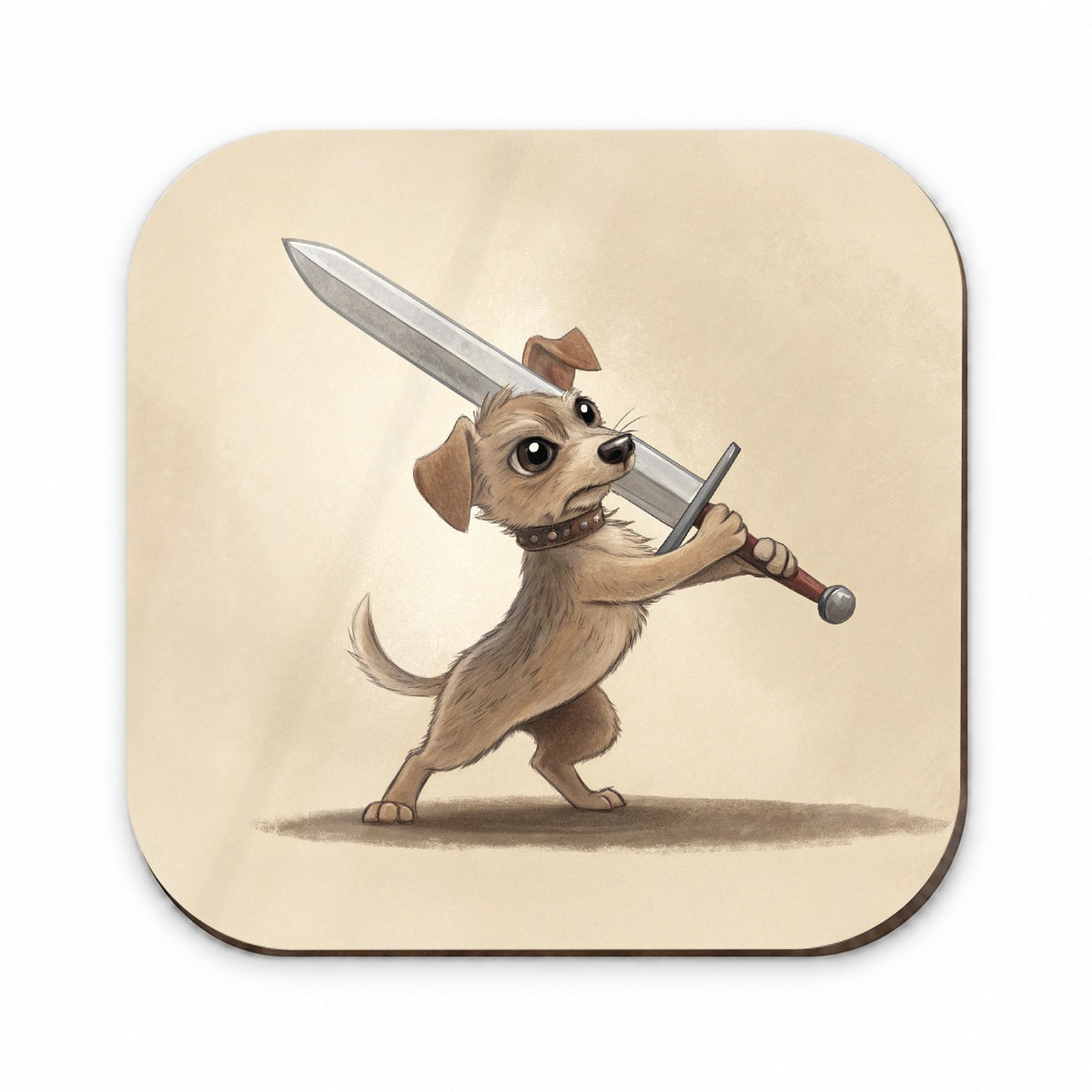 Small Dog Wielding a Large Sword Funny Fantasy Fridge Magnet