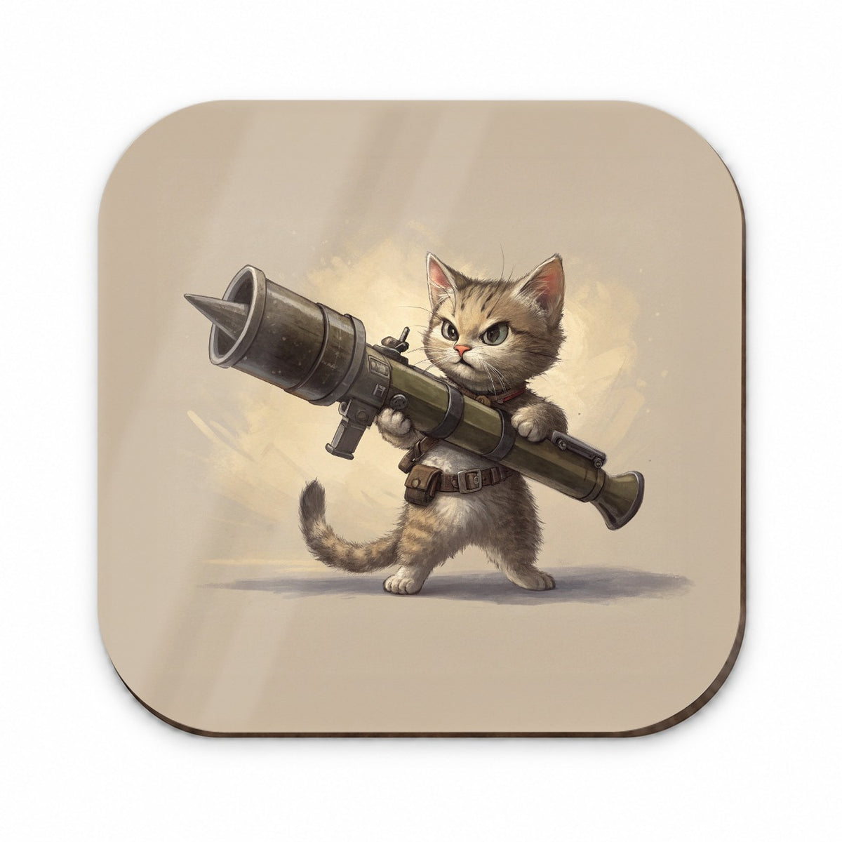 Small Fuzzy Cat Kitten with a Rocket Launcher Funny Fridge Magnet